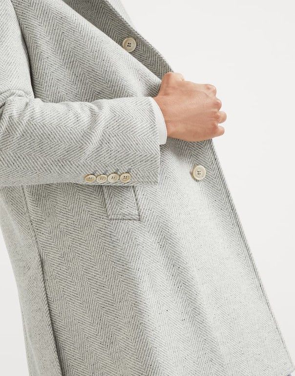 Brunello Cucinelli o1w1db10326 Herringbone Coat in Grey Size US L / EU 52-54 / 3 - 4 Thumbnail