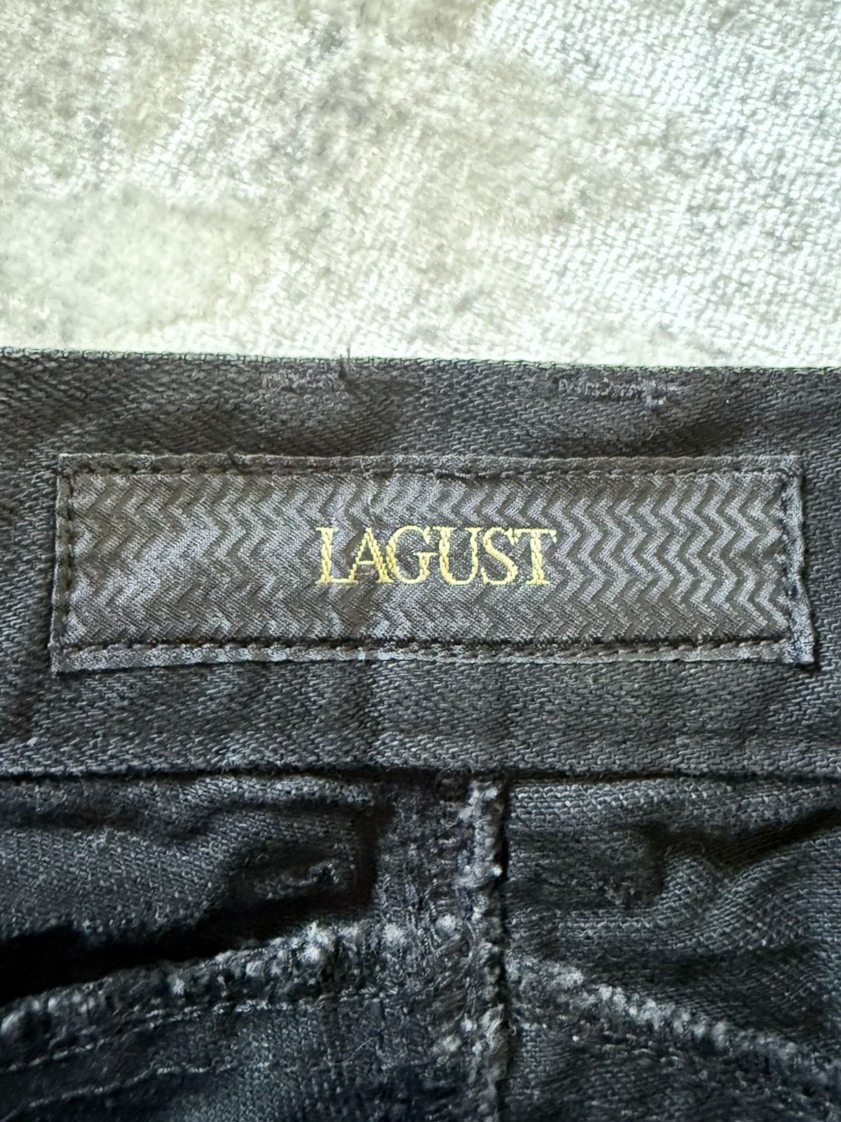 If Six Was Nine Lagust Japan Black Goth Cross Glitter Wax Coated Jeans Size US 28 / EU 44 - 21 Thumbnail