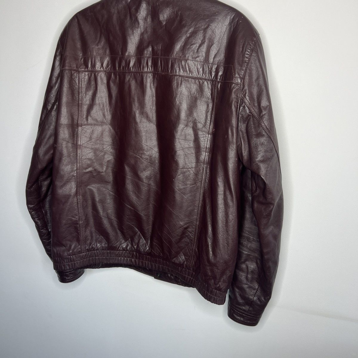 Leather × Vintage Vintage Cherry Leather Motor Biker Jacket Trucker Genuine Size US L / EU 52-54 / 3 - 9 Thumbnail
