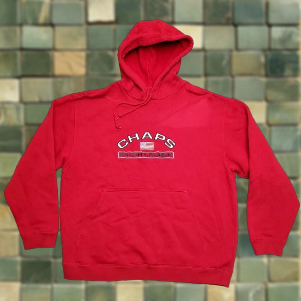 Ralph Lauren Chaps Ralph Lauren Hoodie Mens L Red Flag CRL Hooded Pullover Fleece Sweatshirt Size US L / EU 52-54 / 3 - 1 Thumbnail