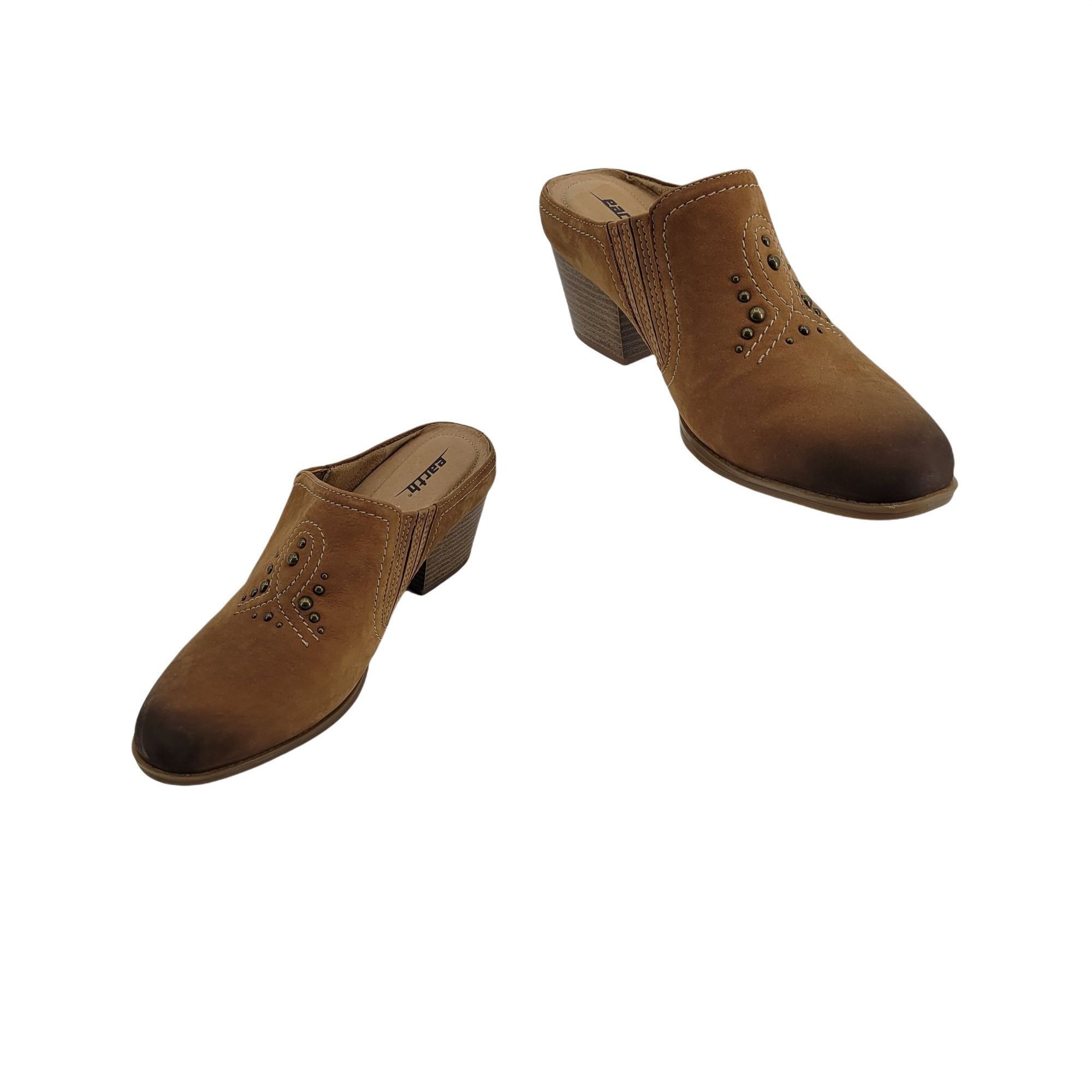 Other Earth Mendon Wide Leather Mules Sz 9D Brown Country Aged Dis Size US 9 / IT 39 - 10 Thumbnail
