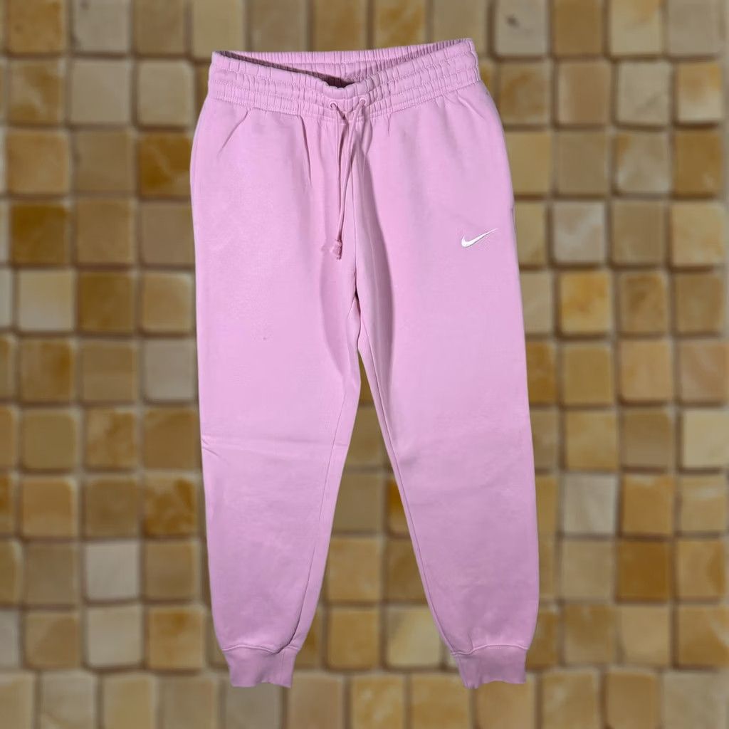 Nike Nike Sweatpants Joggers Pink Drawstring Waist Cuffed S Small Men Mini Swoosh Logo Size US 29 - 1 Thumbnail