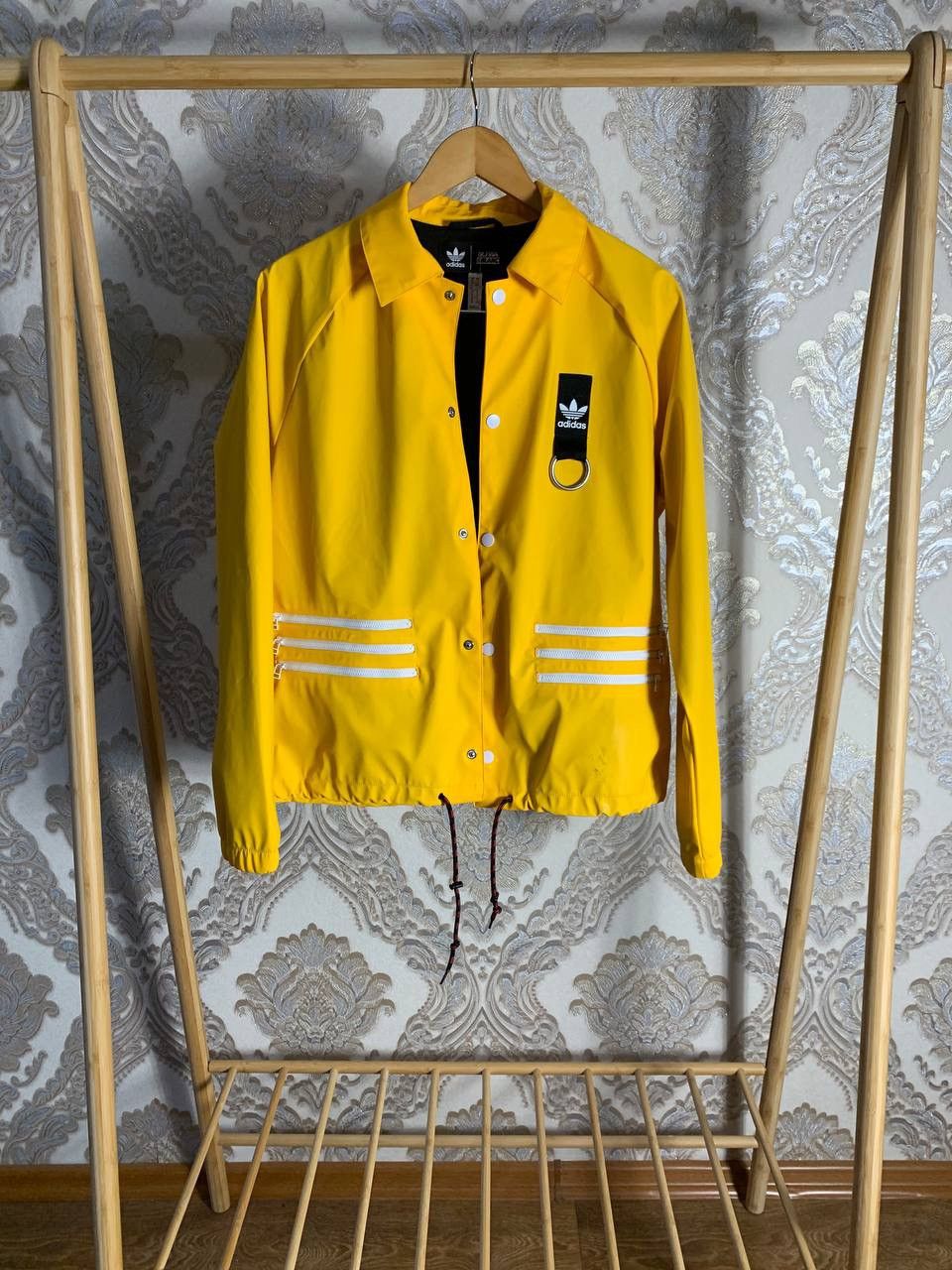 90s old adidas ストライプ 半袖 ゲームシャツ y2k 万国旗タグ オールド アディダス/adidas☆90s国旗タグ/USA製☆ショート丈