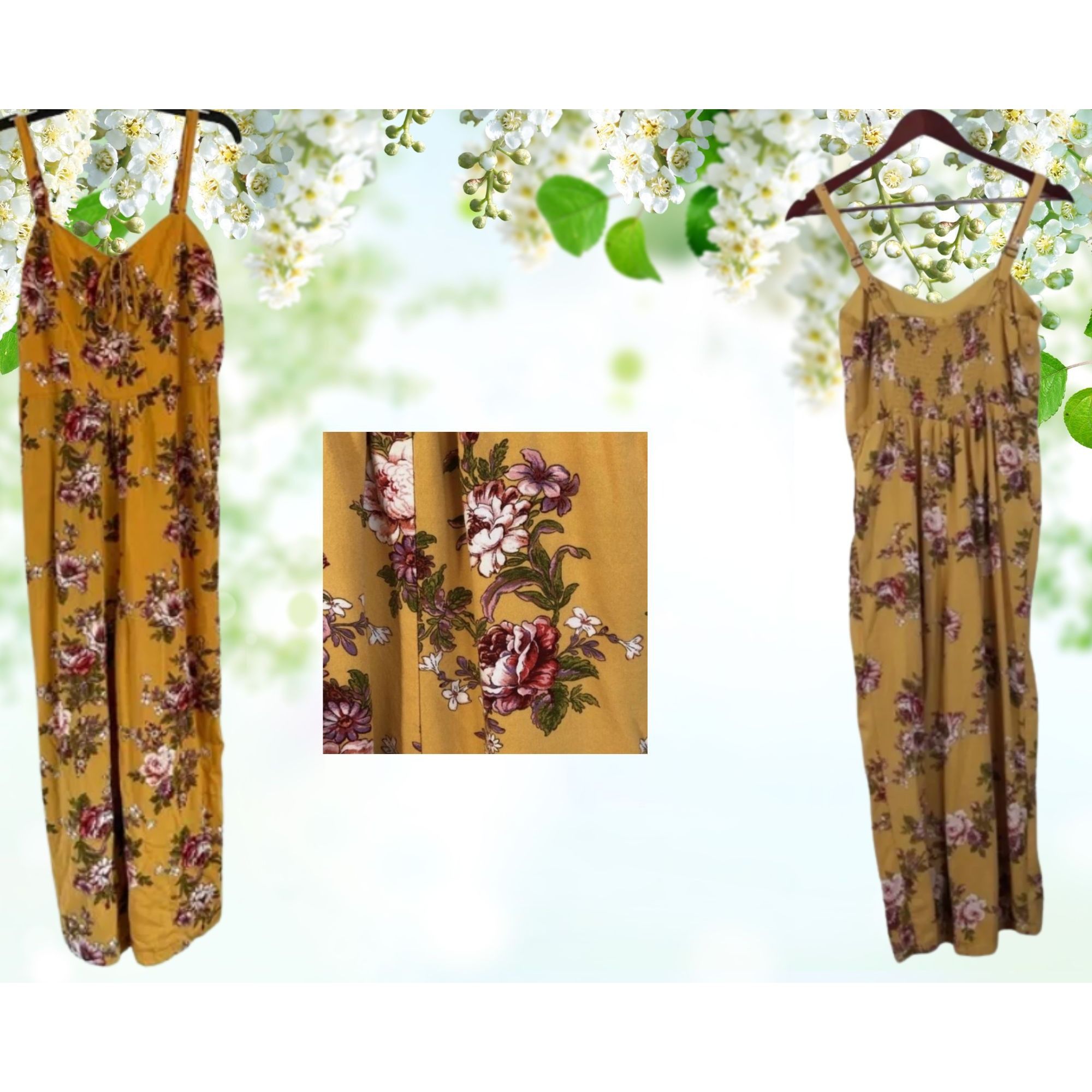 Other Yellow Floral Sleeveless Jumpsuit With Adjustable Straps & S Size XXL / US 16-18 / IT 52-54 - 1 Thumbnail
