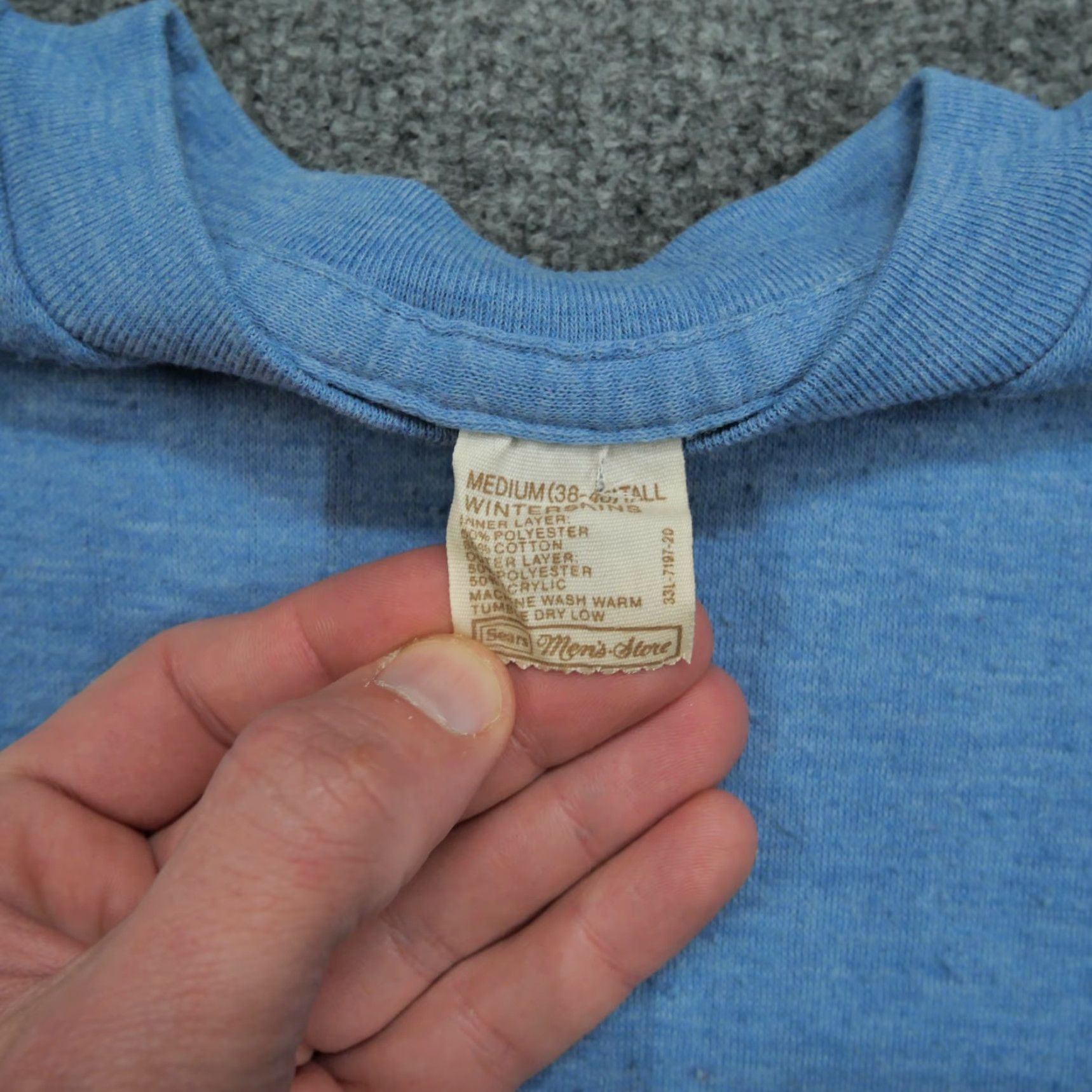 Sears VINTAGE Sears Shirt Mens MT Blue 70s Thermal Crew Neck Long Sleeve Big & Tall Size US M / EU 48-50 / 2 - 2 Thumbnail