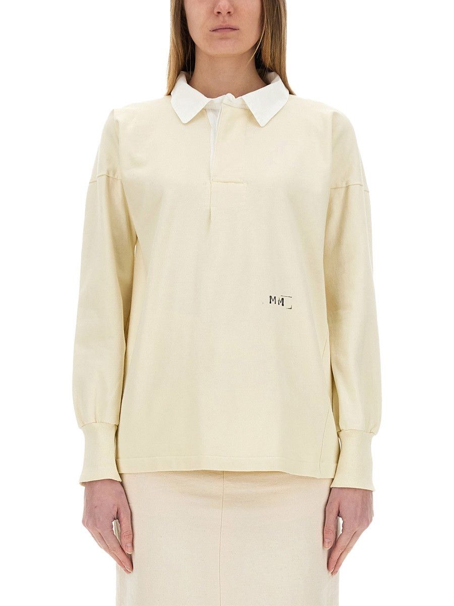 Maison Margiela MAISON MARGIELA POLO SHIRT WITH PRINT - IVORY Size S / US 4 / IT 40 - 1 Thumbnail