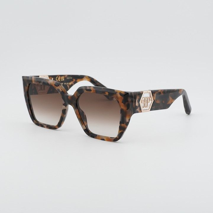 Philipp Plein Philipp Plein SPP160 04BL Sunglasses Havana Square Frame Size ONE SIZE - 1 Thumbnail