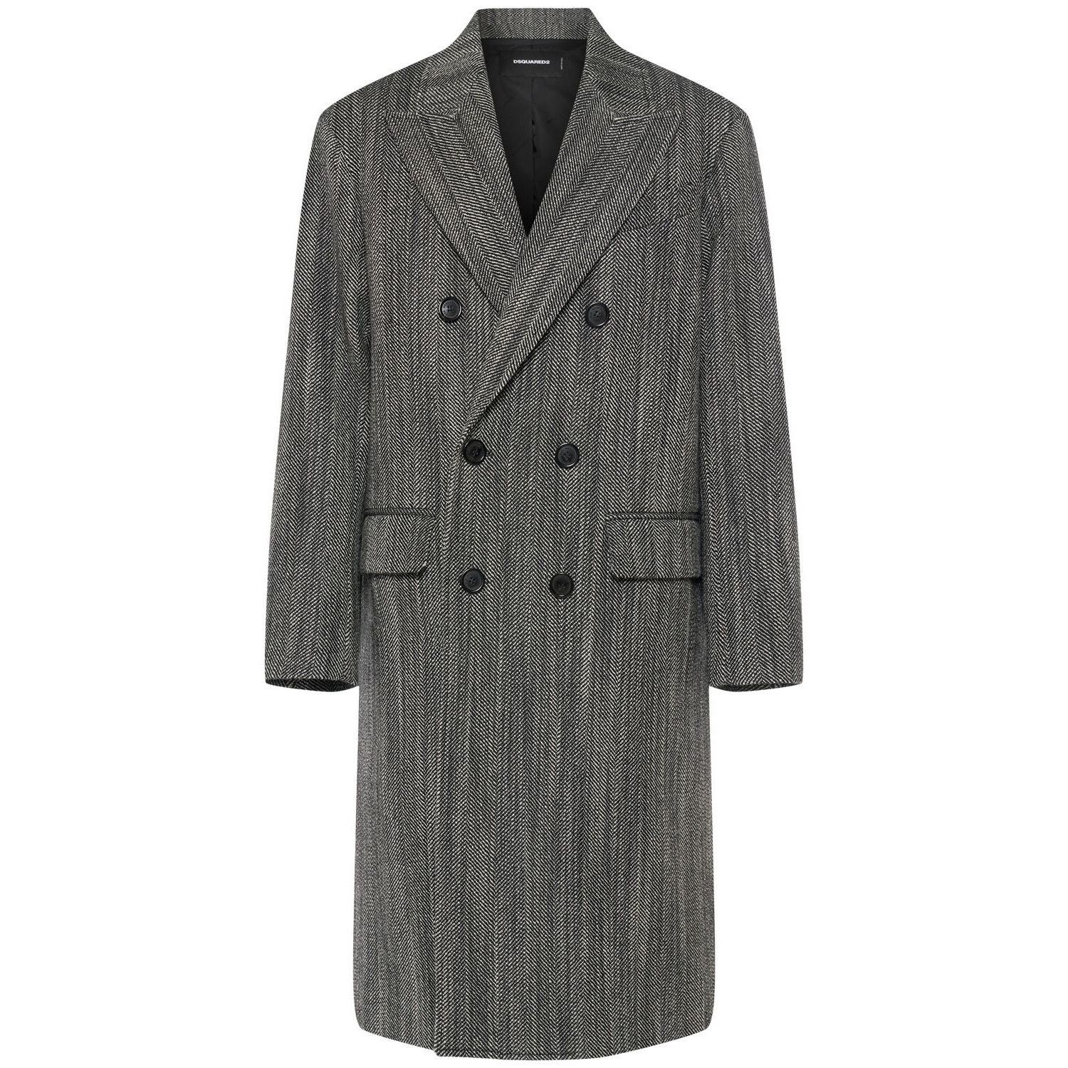 Dsquared2 DSQUARED2 Black/White Herringbone Coat New & Authentic (Men' Size US L / EU 52-54 / 3 - 1 Thumbnail