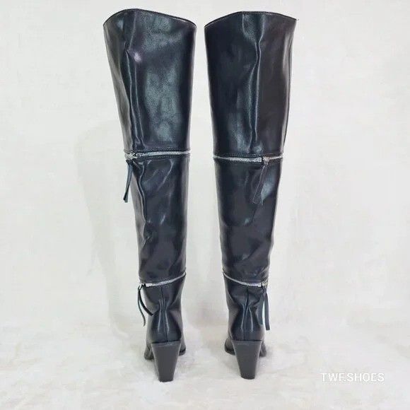 Other Alexa Western Wedge All in One Zipper Shaft Ankle Knee & Thi Size US 7.5 / IT 37.5 - 8 Thumbnail
