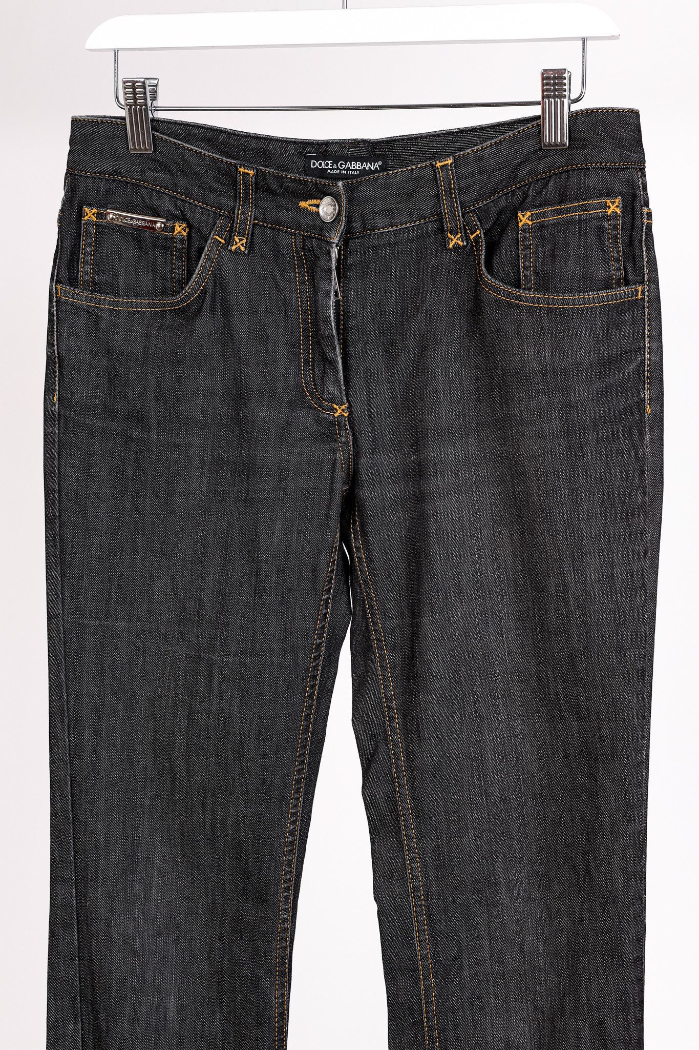 Dolce & Gabbana Dolce & Gabbana Charcoal Straight-Leg Logo Plaque Jeans Size 28" / US 6 / IT 42 - 3 Thumbnail