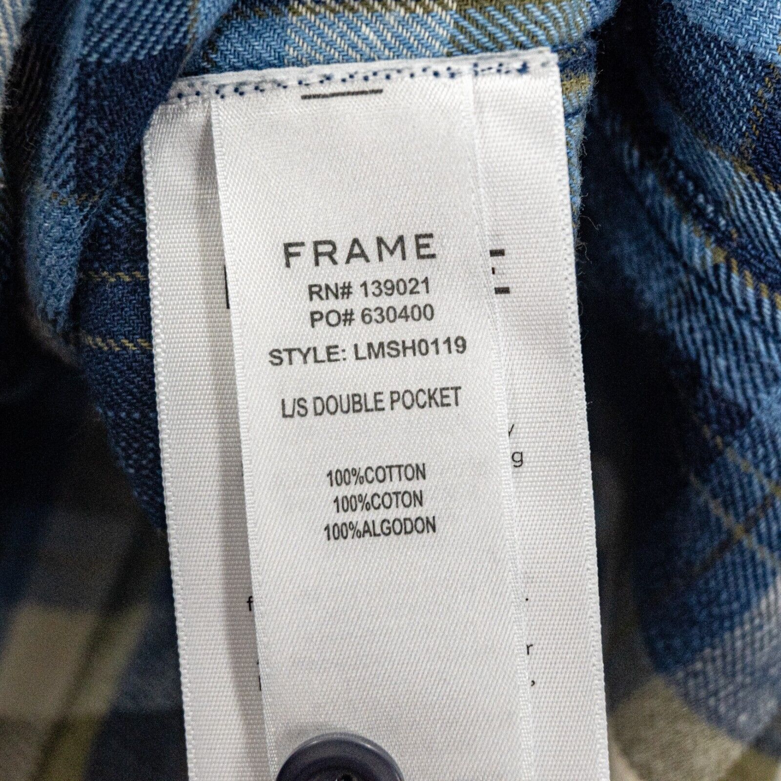 Frame FRAME Denim Flannel Shirt Blue Plaid cotton double pocket Size US M / EU 48-50 / 2 - 6 Thumbnail