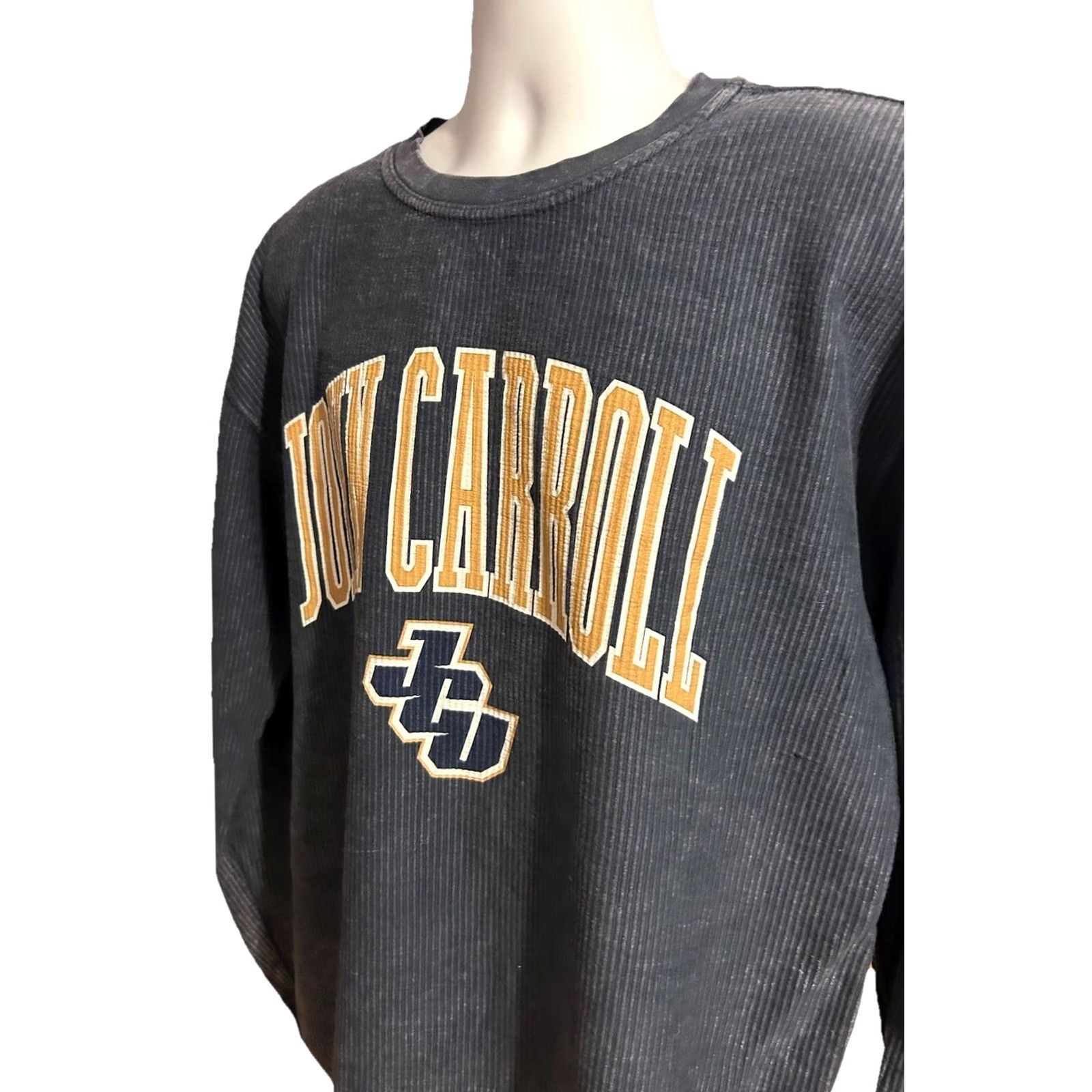 Vintage John Carroll University Pullover Ribbed Corduroy Sweatshirt Adult 2XL Navy Blue Size US XXL / EU 58 / 5 - 4 Thumbnail