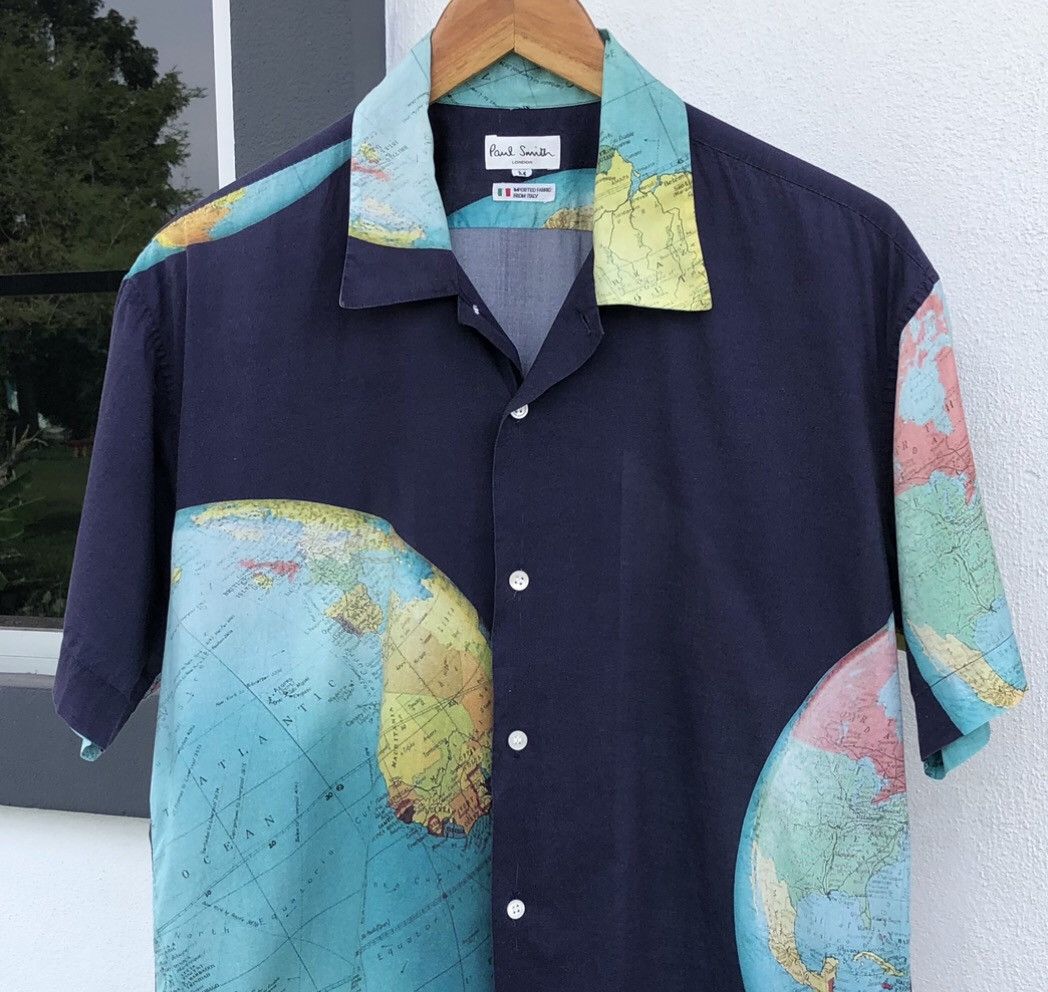 Paul Smith Paul Smith shirt Short Sleeve Globe Pattern World Map 🇮🇹 Size US M / EU 48-50 / 2 - 3 Thumbnail