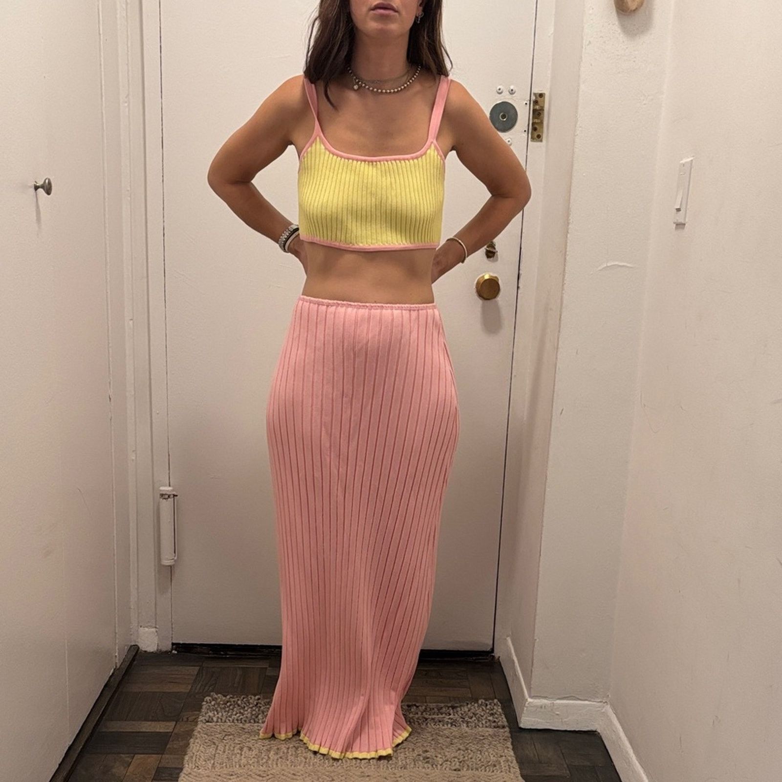 Other Sabo skirt Pink/yellow Pleated Maxi Skirt top outfit Size 8 Size 30" / US 8 / IT 44 - 1 Thumbnail