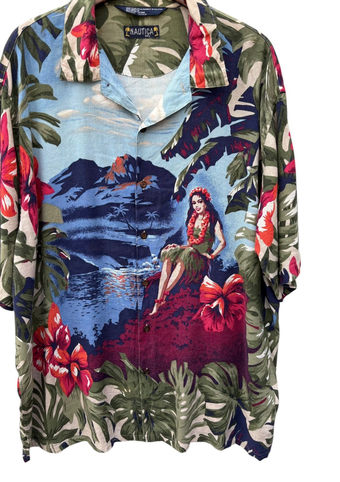 Nautica Vintage Nautica Floral Hulla Girl Big Size Hawaiian Shirt Size US XXL / EU 58 / 5 - 4 Thumbnail