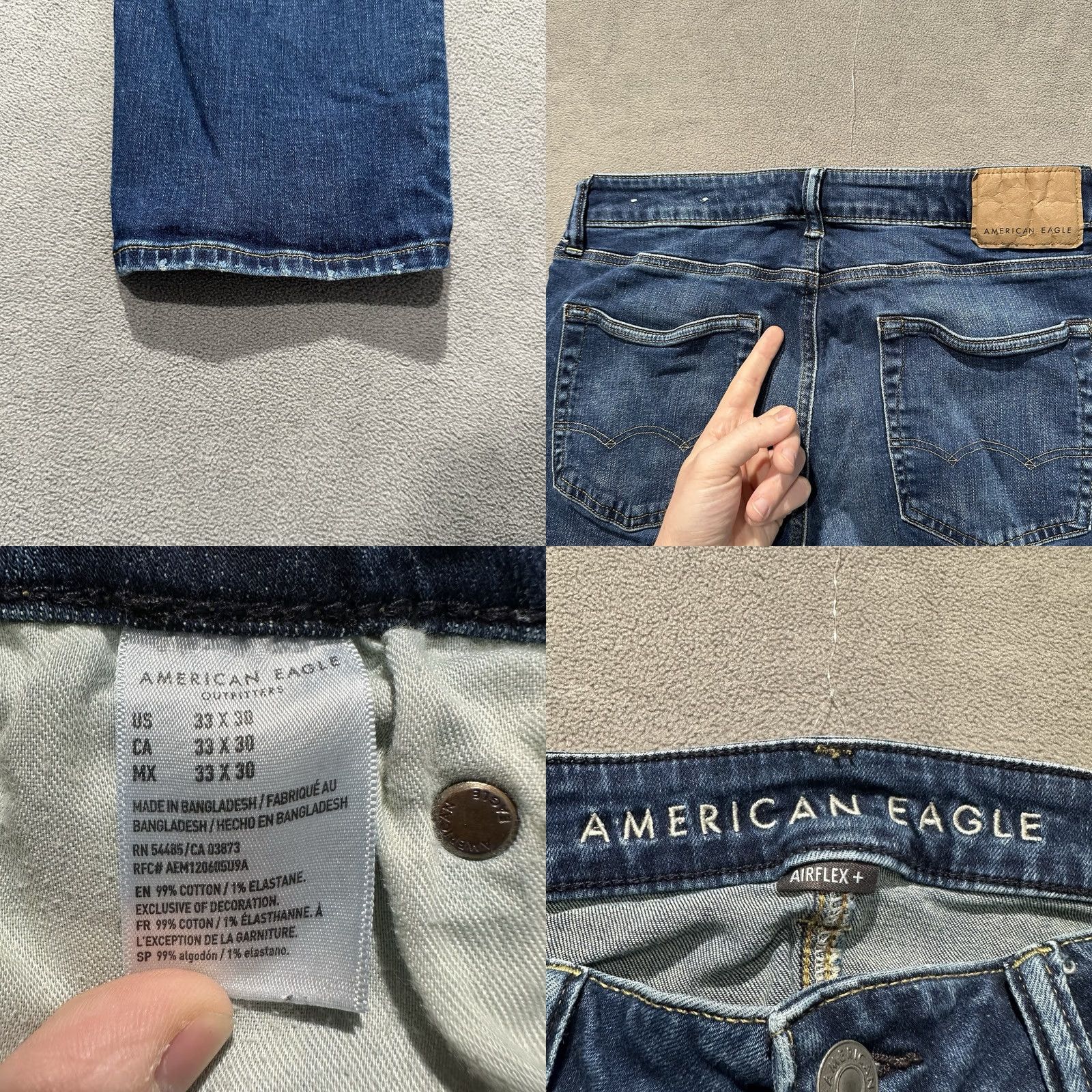 American Eagle Outfitters American Eagle Jeans Mens 33x30 Blue Denim Airflex Slim Straight GUC Size US 32 / EU 48 - 8 Thumbnail