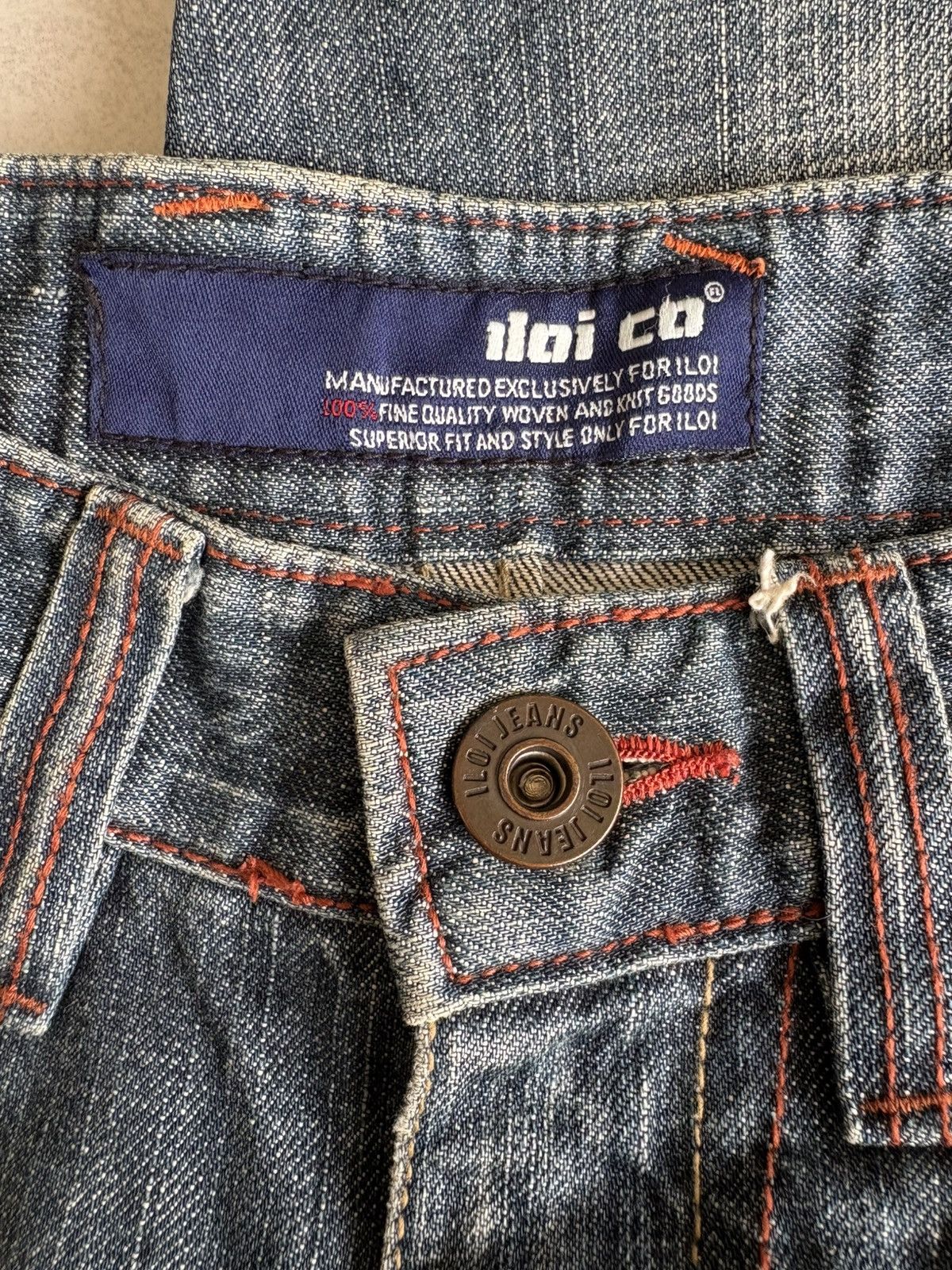 Vintage Korean Iloi Streetwear Low Flared Jeans Distressed Denim Size US 31 - 18 Thumbnail