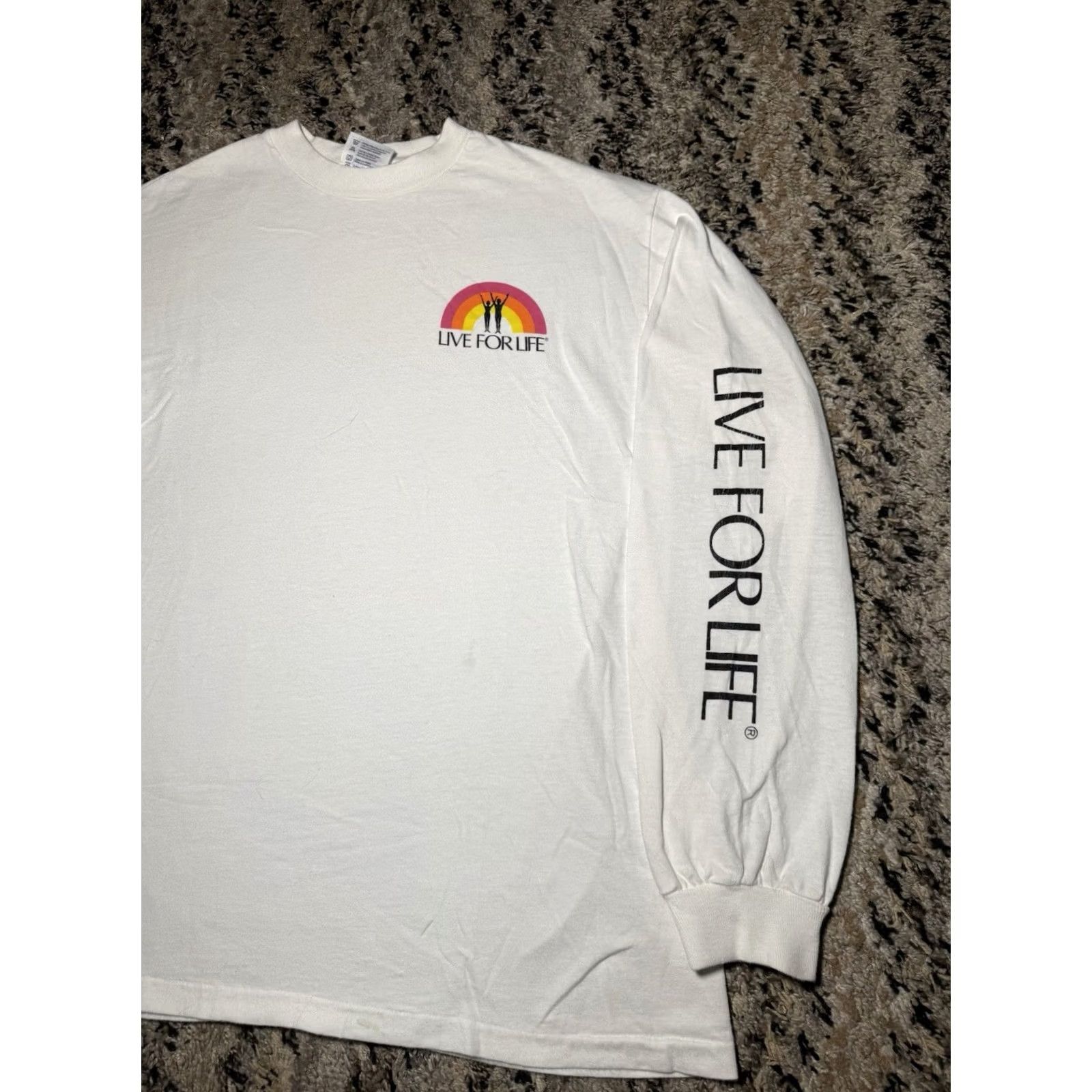Hanes VINTAGE Shirt Unisex Adults M White 80s Live For Life Cult Church Heavens Gate Tee Shirt Mens Size US M / EU 48-50 / 2 - 2 Thumbnail