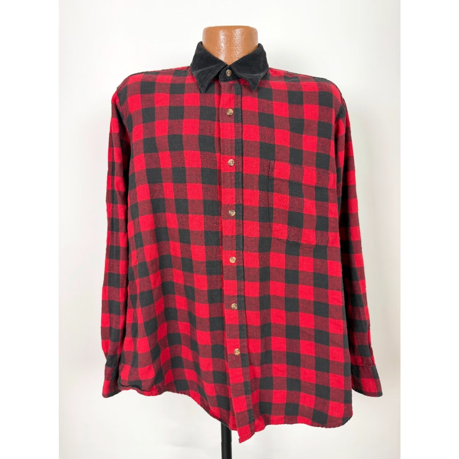 Vintage VINTAGE Claybrooke Flannel Shirt Men Large Red Black Check Corduroy Collar 90s Plaid Button-Up Size US L / EU 52-54 / 3 - 2 Thumbnail