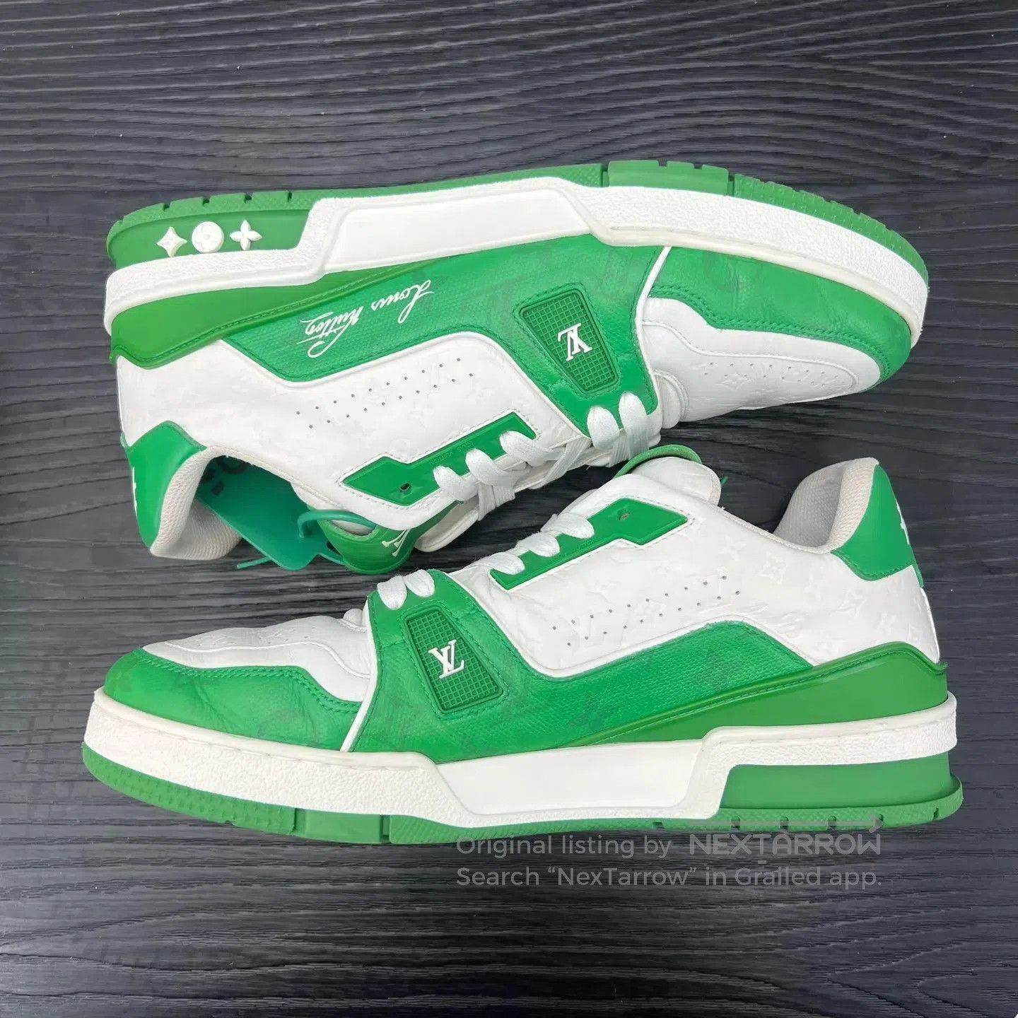 Louis Vuitton Green Low-Top Sneakers Size 8.5. Size US 8.5 / EU 41-42 - 2 Thumbnail