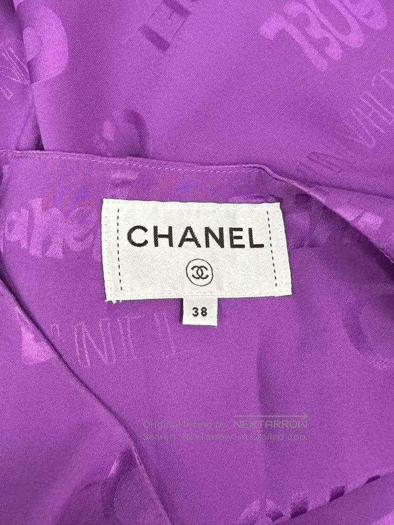 Chanel Chanel Purple silk lotus leaf dark pattern logo dress Size XS / US 0-2 / IT 36-38 - 4 Thumbnail