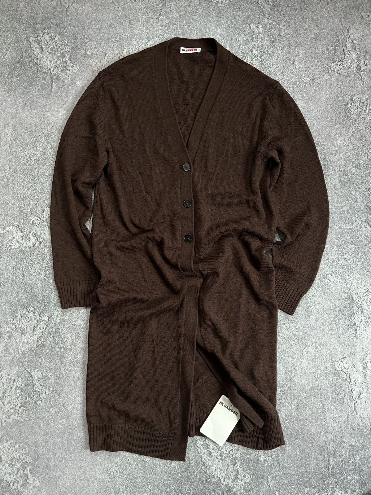 Designer × Jil Sander ❗️New Jil Sander 100% Wool Long Button Cardigan Brown Size 36 Size XS / US 0-2 / IT 36-38 - 2 Thumbnail