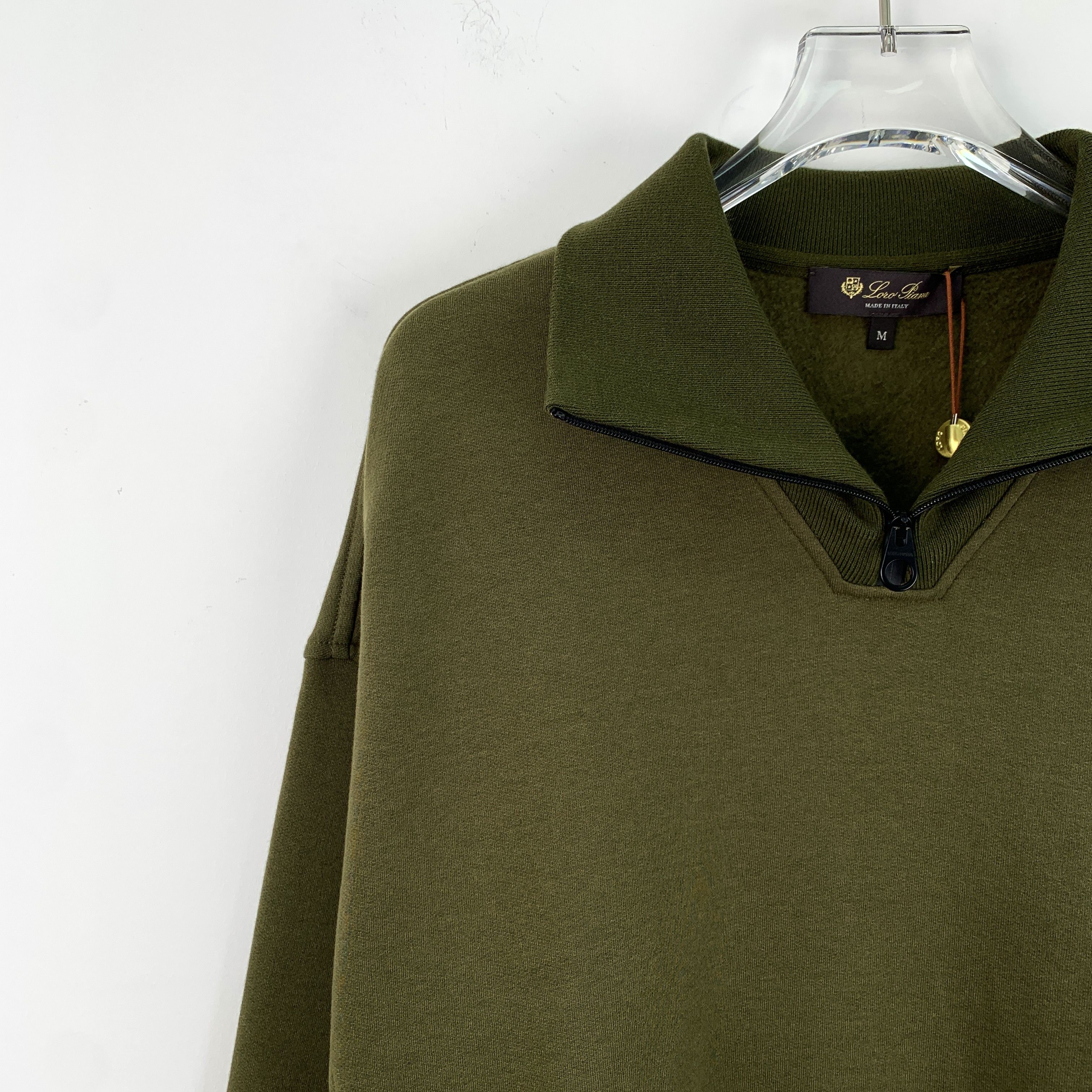 Loro Piana Loro Piana Army Green Cotton Long-Sleeve Sweatshirt (Size M) Size US M / EU 48-50 / 2 - 7 Thumbnail