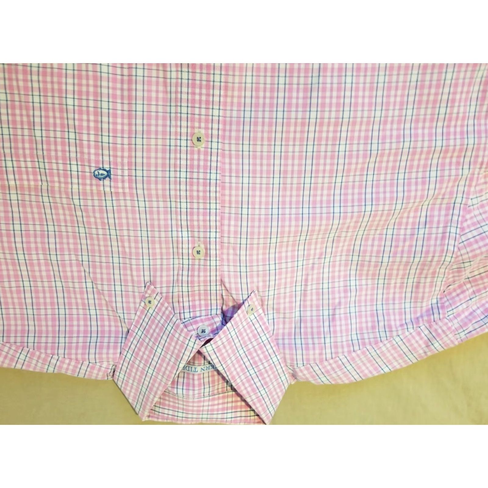 Southern Tide Southern Tide Mens Dress Shirt Button-Up Plaid Cotton M Purple Pink Button-Down Collared Casual Classic Pocketed Size 40R - 2 Thumbnail
