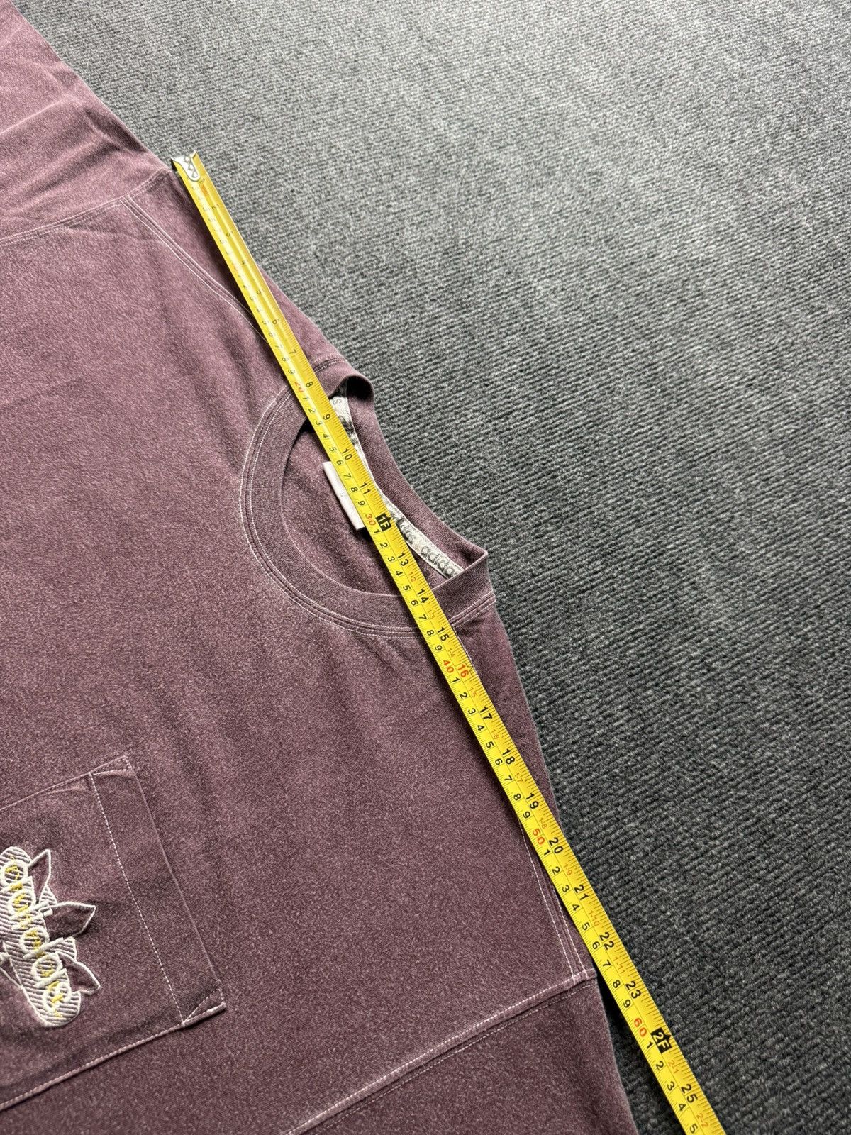 Adidas 90s Vintage Adidas Trefoil Pocket T Shirt Burgundy Washed L Size US L / EU 52-54 / 3 - 14 Thumbnail