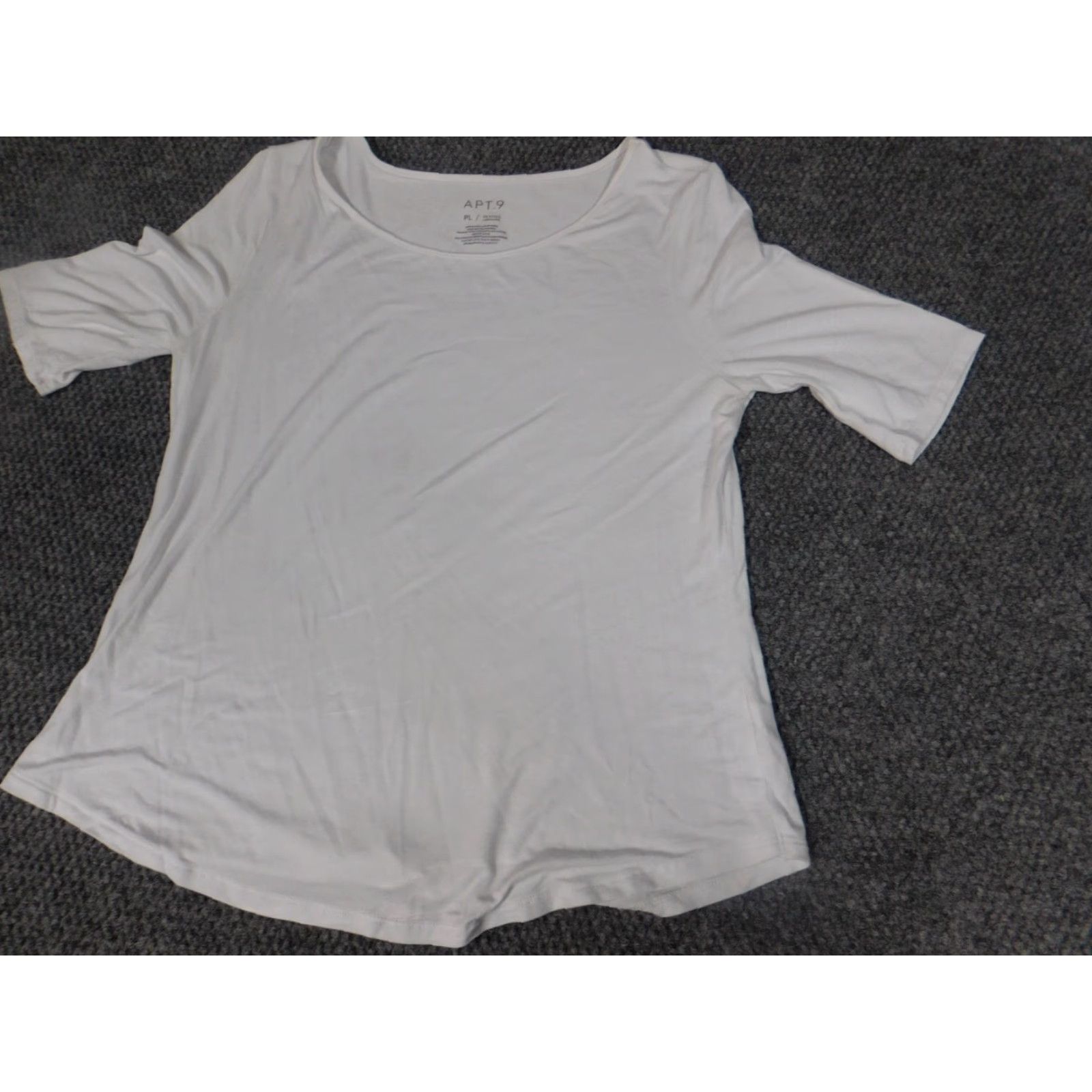 Apt. 9 Apt 9 Blouse Petites White Cap Sleeve Crew Neck Pullover Stretch 3/4 Sleeve Casual Women Boyfriend? Size L / US 10 / IT 46 - 3 Thumbnail