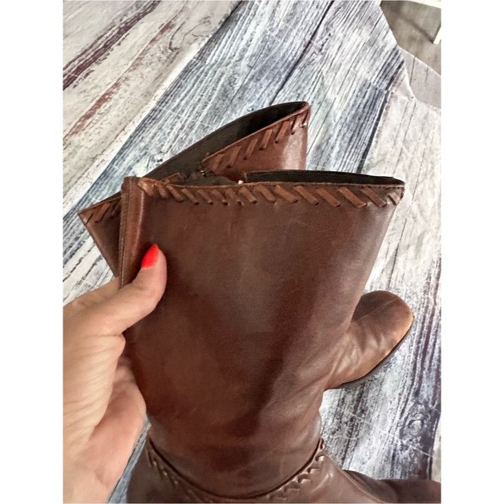Other Vintage Caroline Biss Brown Leather Mid-Calf Boots Size US 10 / IT 40 - 9 Thumbnail