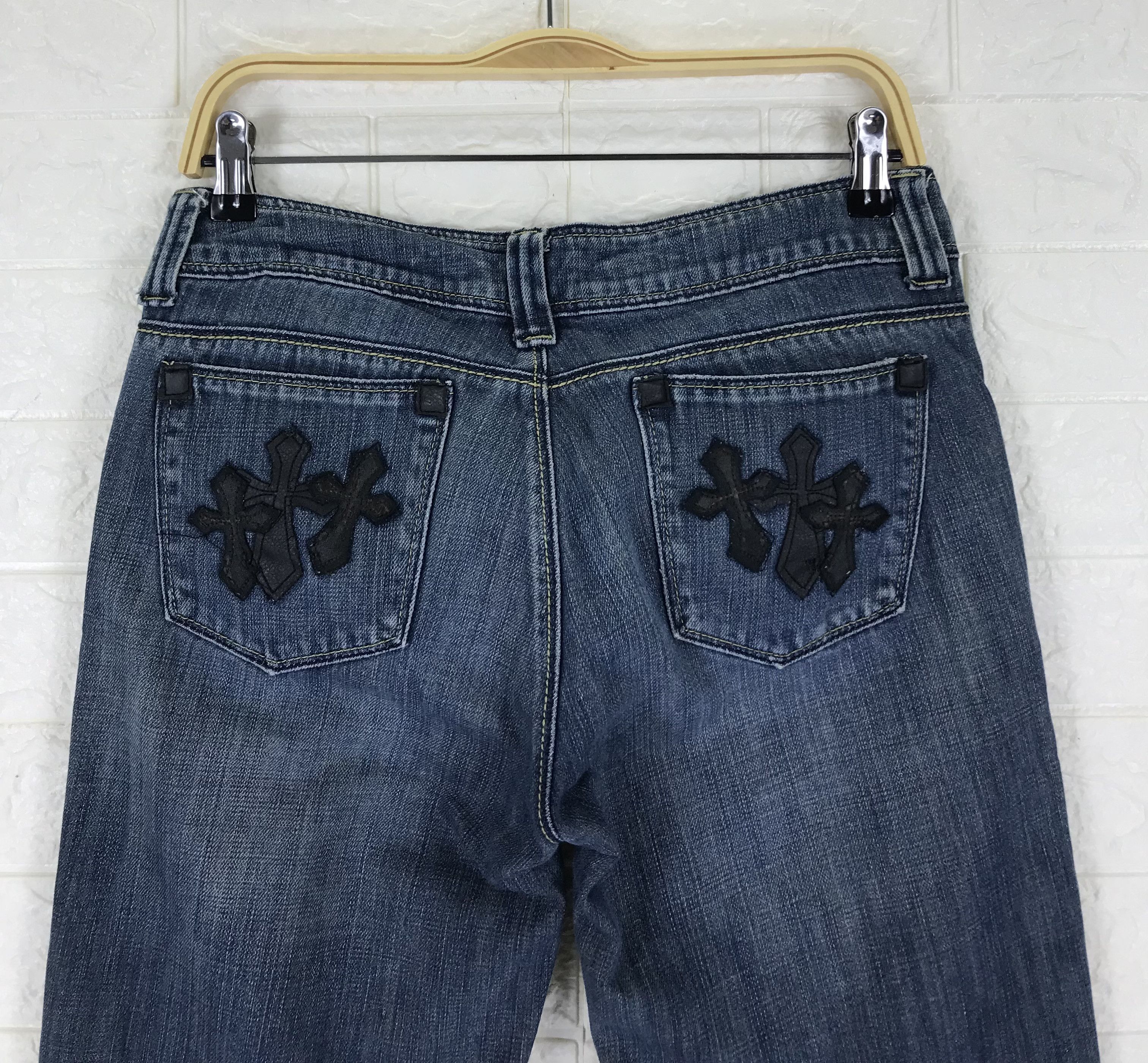 Japanese Brand Vintage Black Cross Flare Jeans Inspired Chrome Hearts Denim Size US 28 / EU 44 - 6 Thumbnail