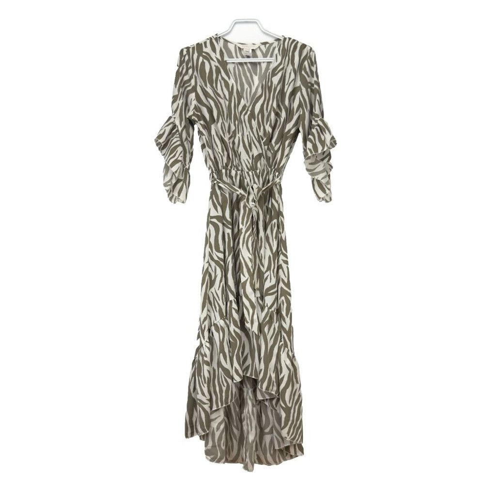 Other APRICOT NWOT Zebra Print Flowy Midi Maxi White Green Dress S Size XXS / US 00 / IT 34 - 4 Thumbnail