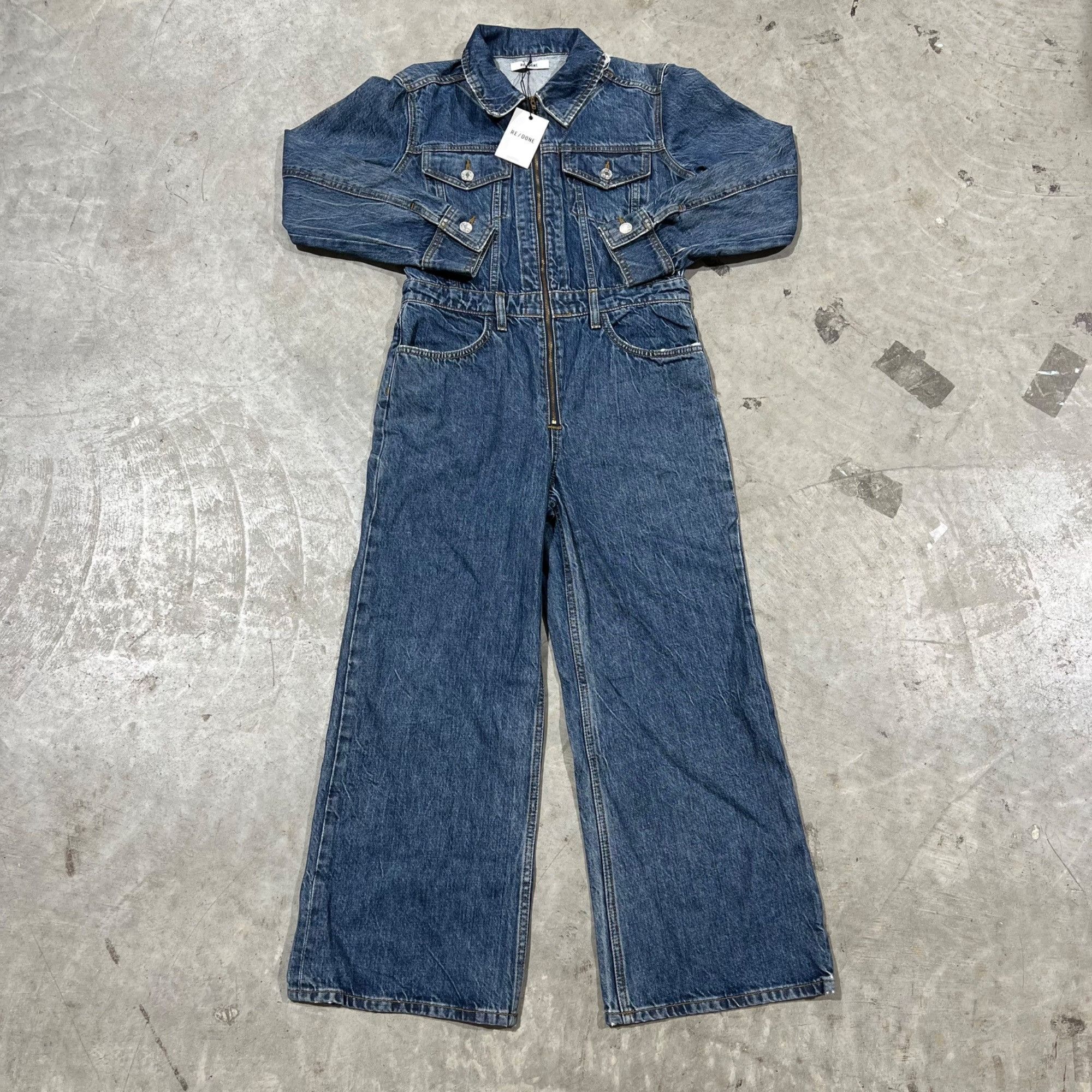 RE/DONE NWT RE/DONE WIDE LEG JUMPSUIT RUSTIC INDIGO SZ 25 Size 25" / US 0 / IT 36 - 1 Thumbnail