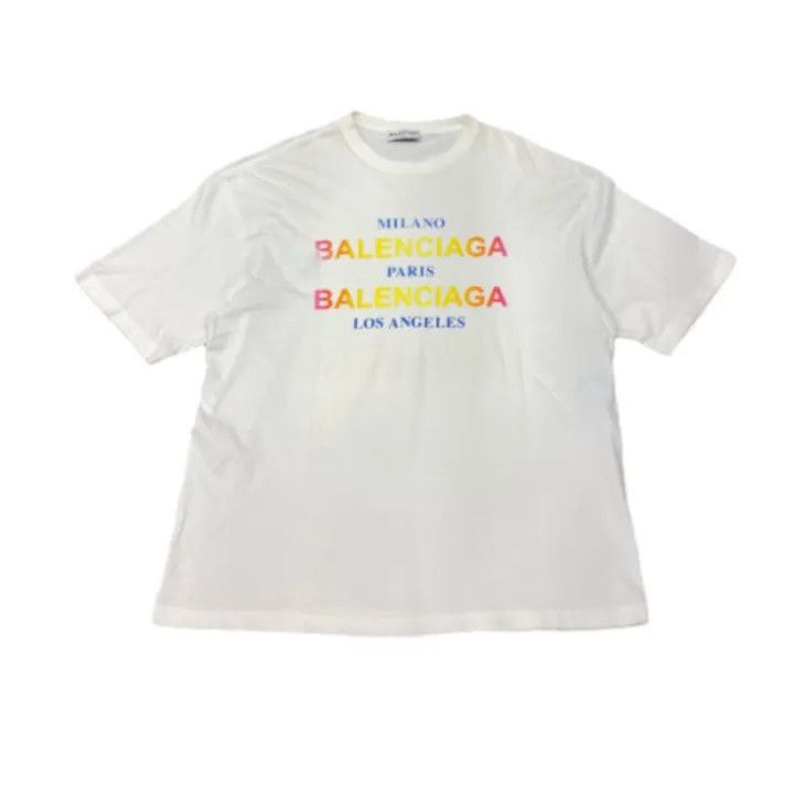 Balenciaga Balenciaga Rainbow Logo Short Sleeve T-Shirt 0079-2507 Size S / US 4 / IT 40 - 1 Thumbnail