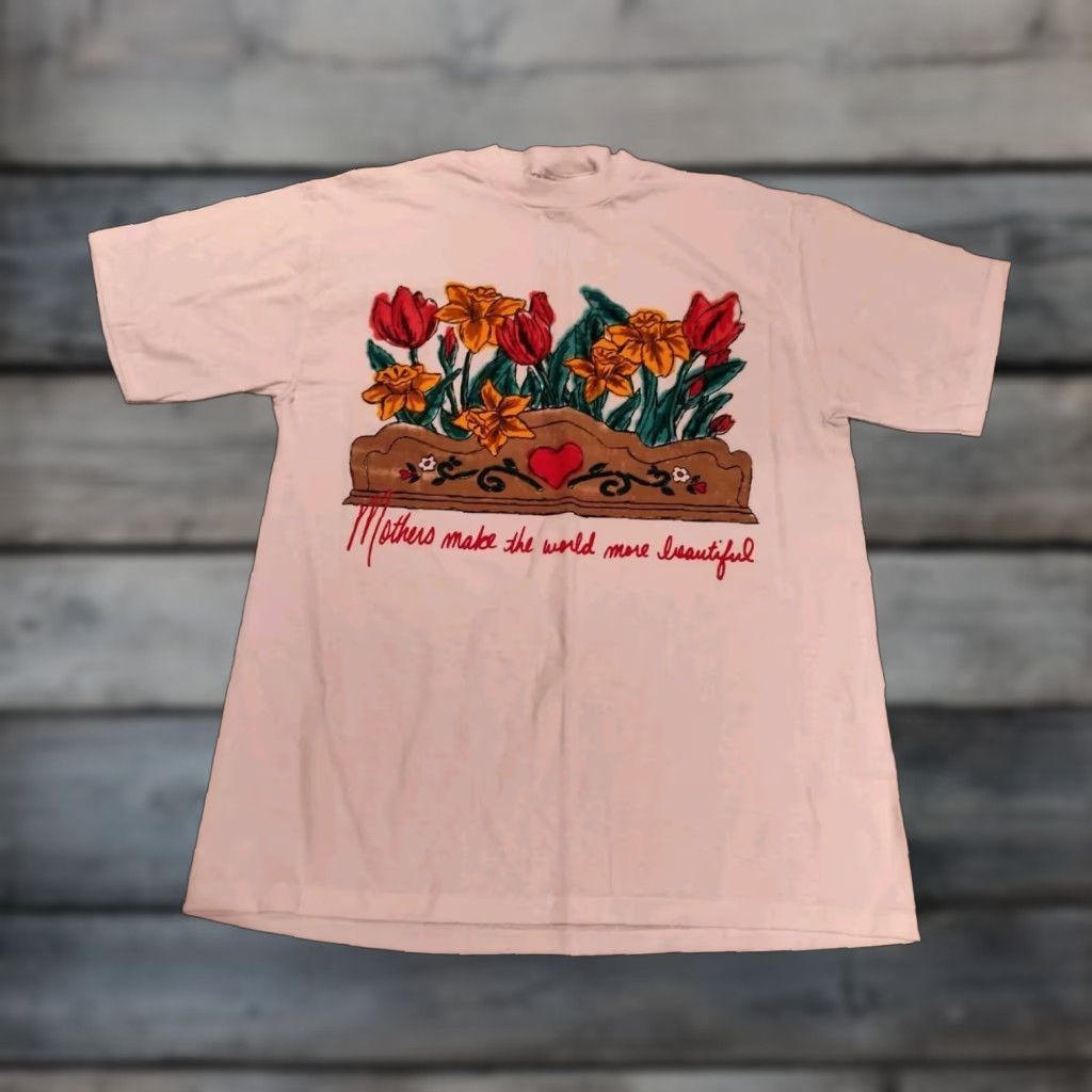 Vintage VINTAGE TSI White Graphic Print T-Shirt Unisex Adults Large Flower Mother's Day 90s Mexico Size US L / EU 52-54 / 3 - 1 Thumbnail