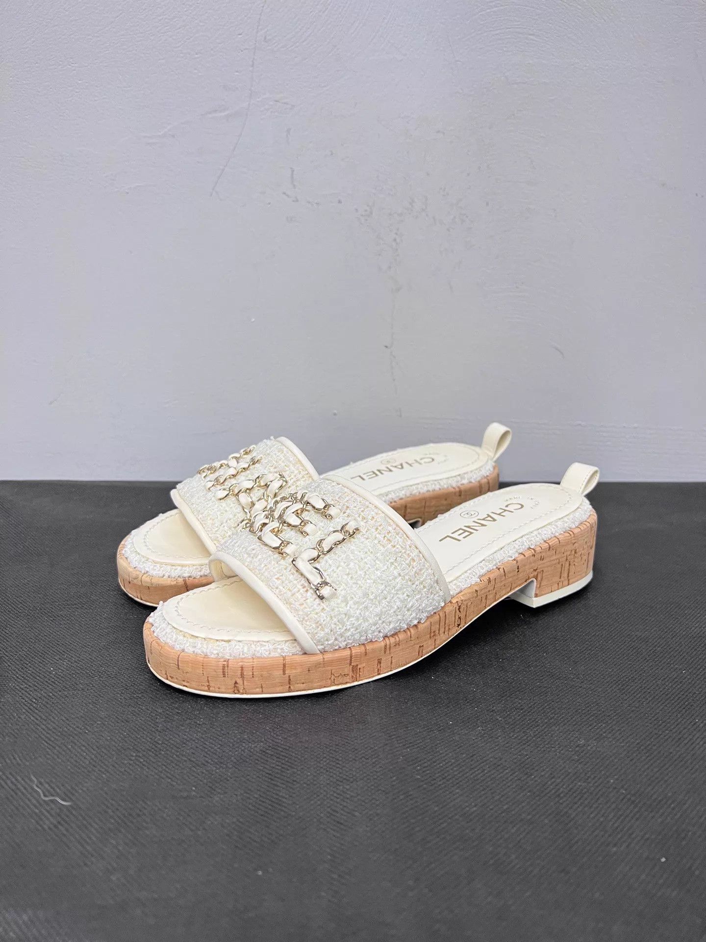 Chanel Chanel Embroidered Rubber Open-Toe Block Heel Slide 36 NWOT Size US 5.5 / IT 35.5 - 1 Thumbnail