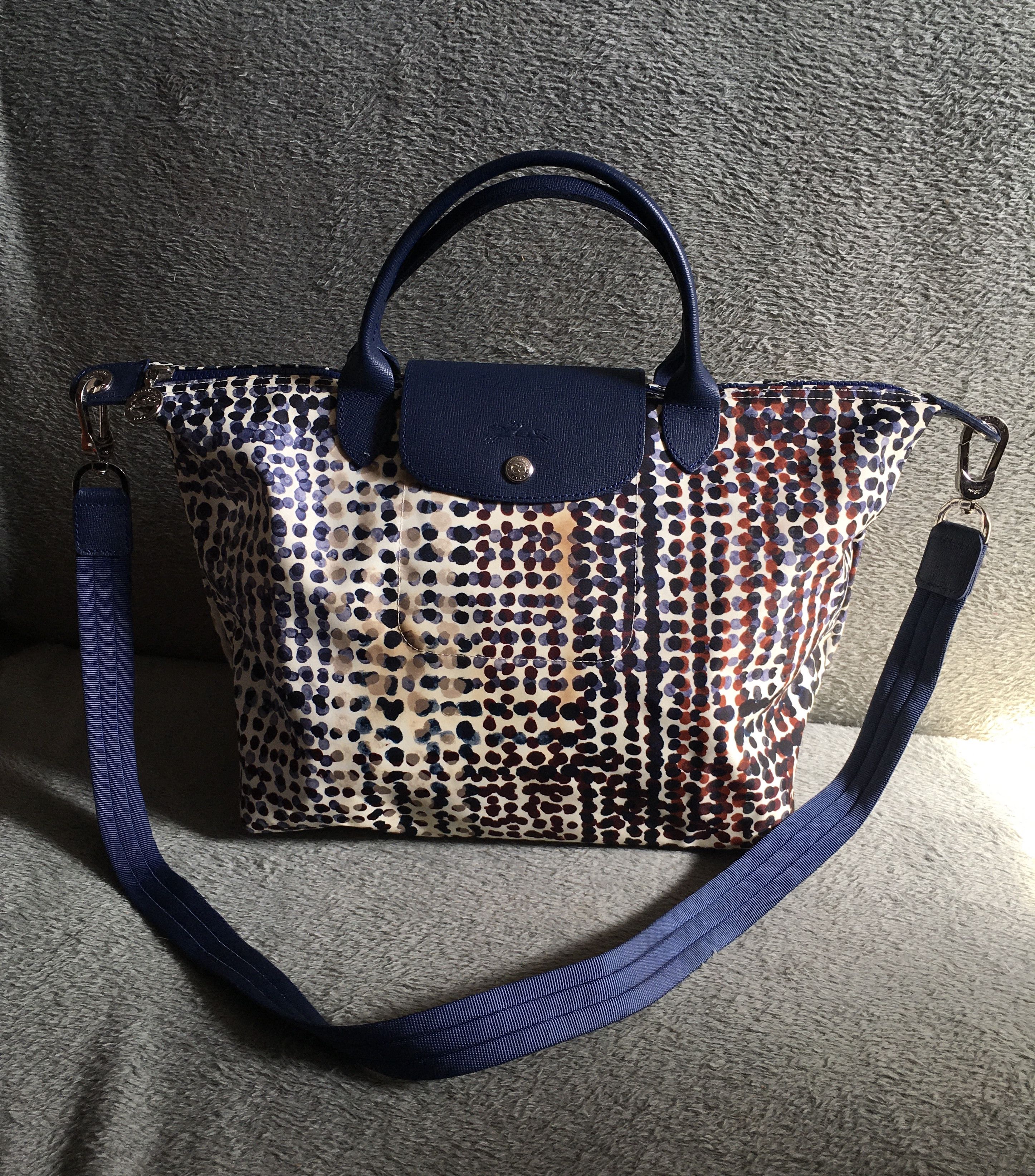 Longchamp LONGCHAMP Le Pliage Neo Blue Polka Dot Limited Edition Size ONE SIZE - 2 Thumbnail