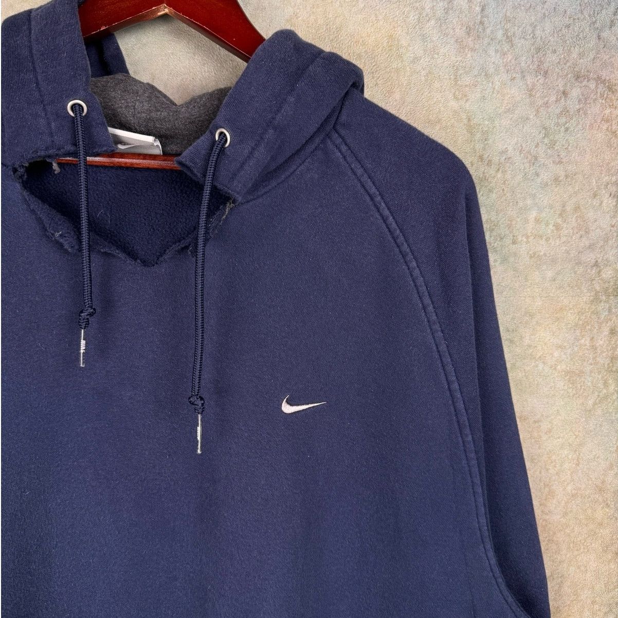 Nike × Vintage VTG Y2K Nike Logo Hoodie Sweatshirt XXL Navy Blue Swoosh Size US XXL / EU 58 / 5 - 5 Thumbnail
