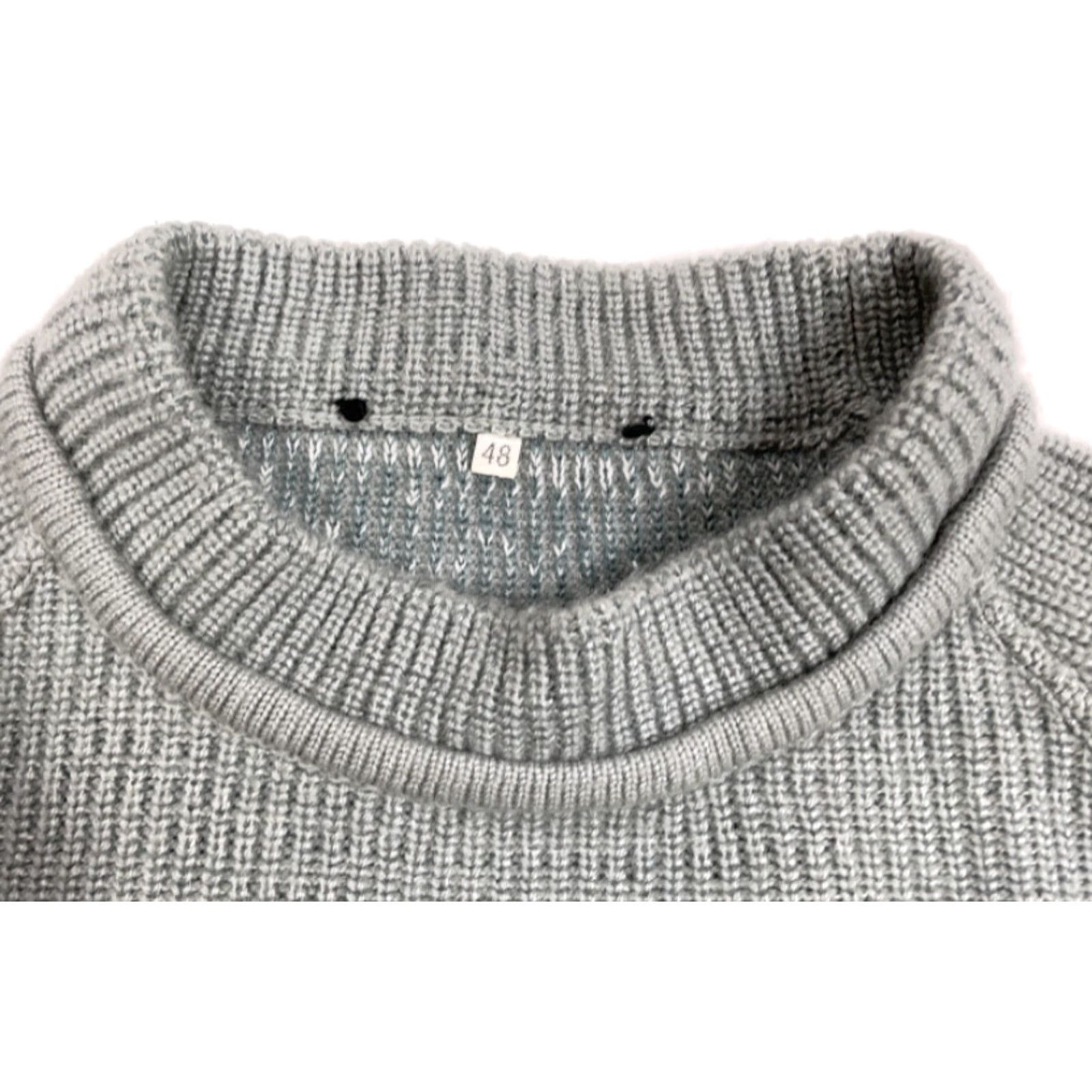 Vintage VTG Gray Chunky Knit Pullover Sweater Wool Blend Italy Made M Men High Neck 80s 90s Preppy Vintage Classic Casual Mens Size US M / EU 48-50 / 2 - 4 Thumbnail