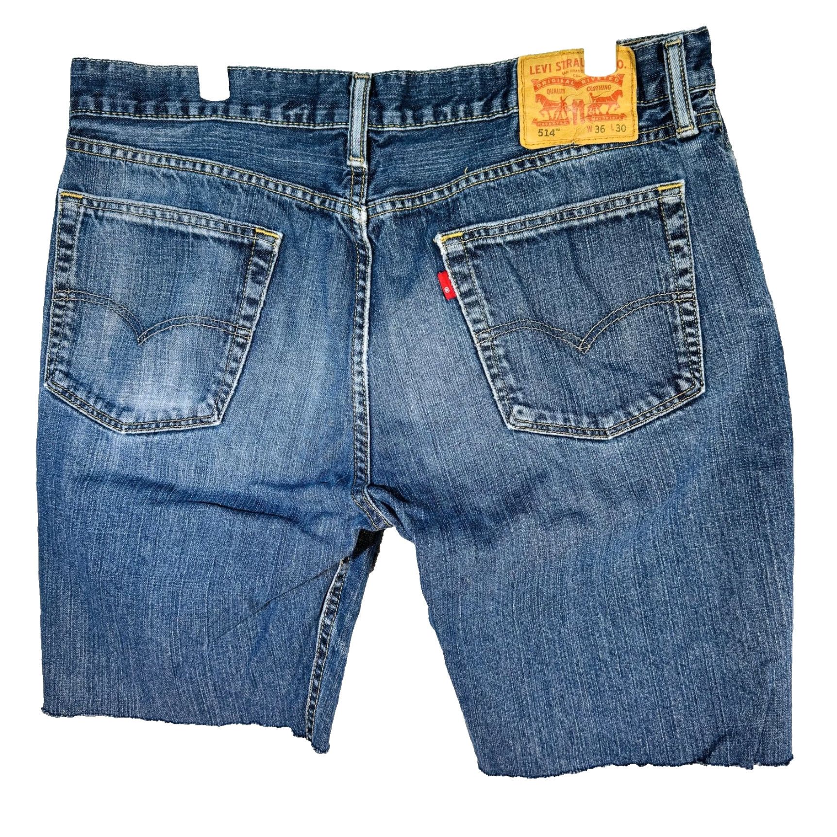 Levi's Levi's 514 Shorts Mens 36 Blue Bermuda Distressed 5-Pocket Raw Hem Denim Casual Summer Size US 36 / EU 52 - 3 Thumbnail