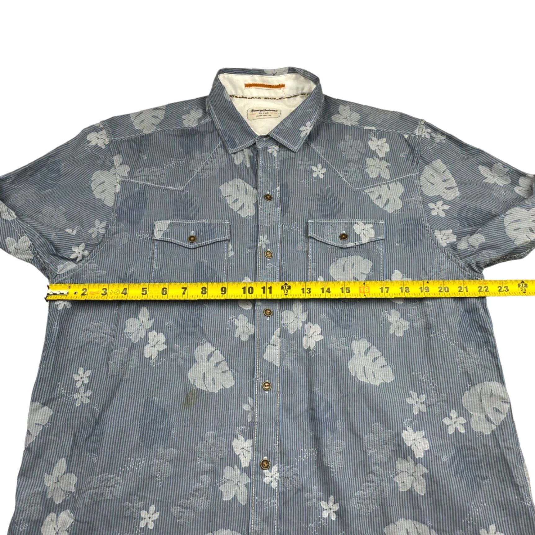 Tommy Bahama Tommy Bahama Jeans Men's Button Shirt Blue Floral Stripe 100% Cotton Medium Size US M / EU 48-50 / 2 - 7 Thumbnail