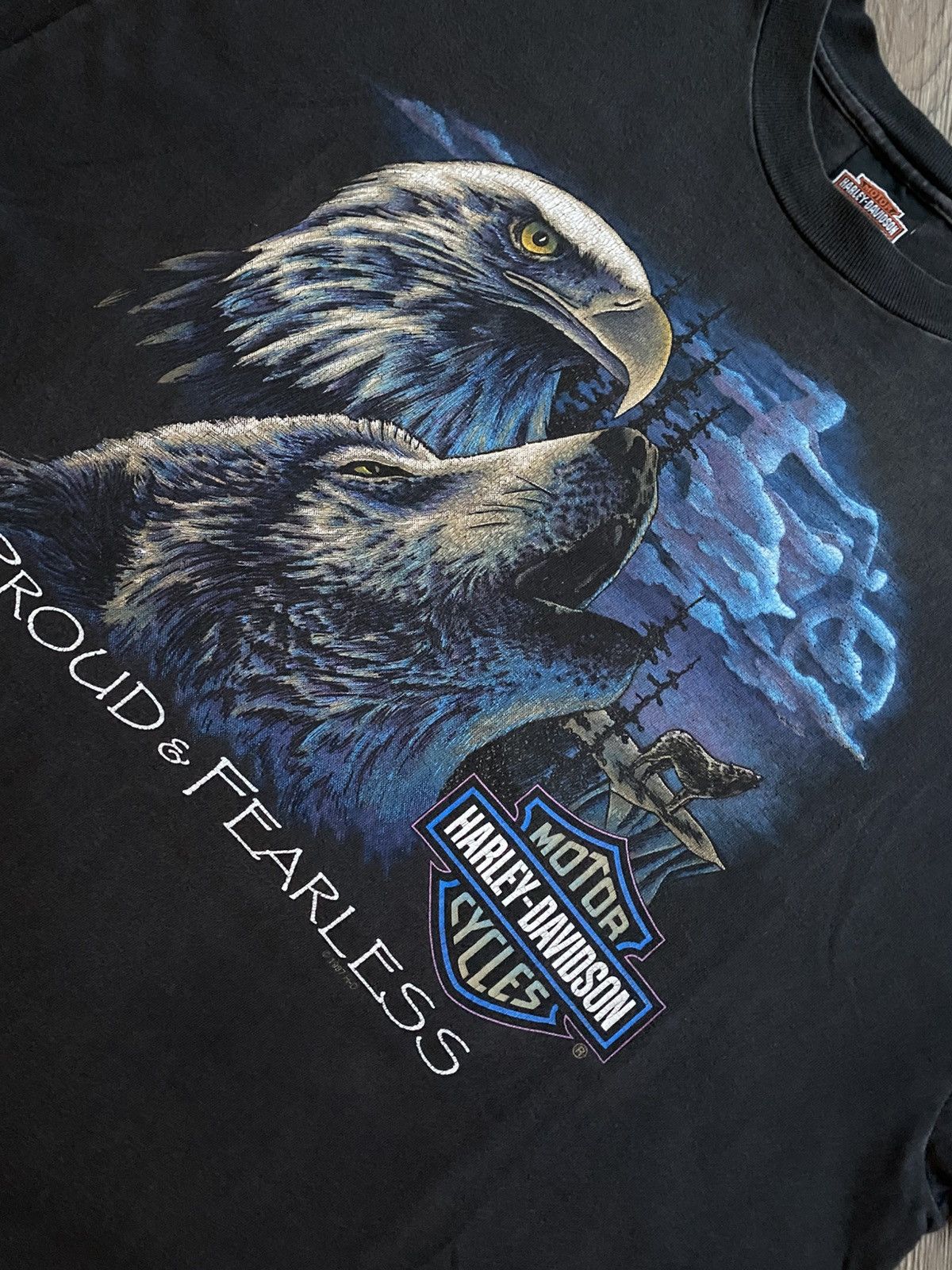 Harley Davidson Vintage 90s Harley Davidson eagle & wolf tshirt Size US XL / EU 56 / 4 - 7 Thumbnail