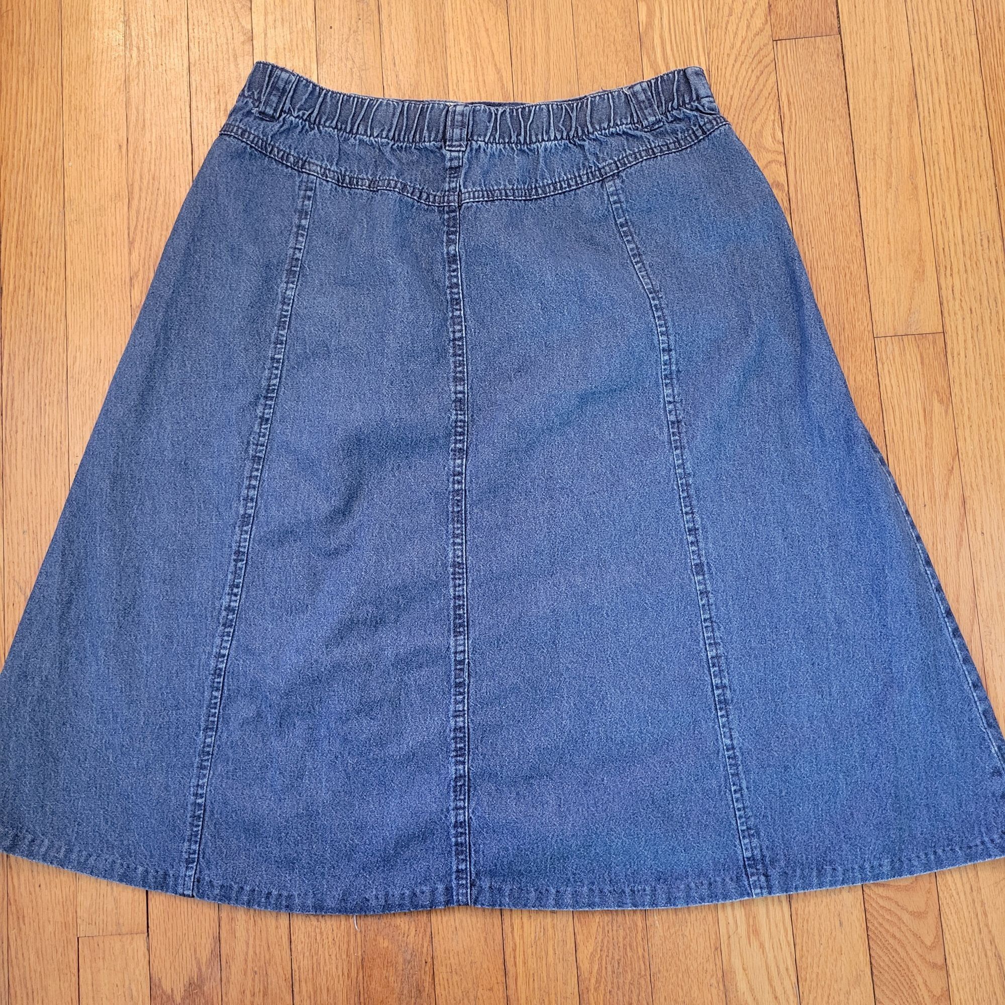 Vintage Southern Lady Blue Jean Denim A Line Skirt 16 Cotton Maxi Mo Size 38" / US 16 / IT 52 - 2 Thumbnail