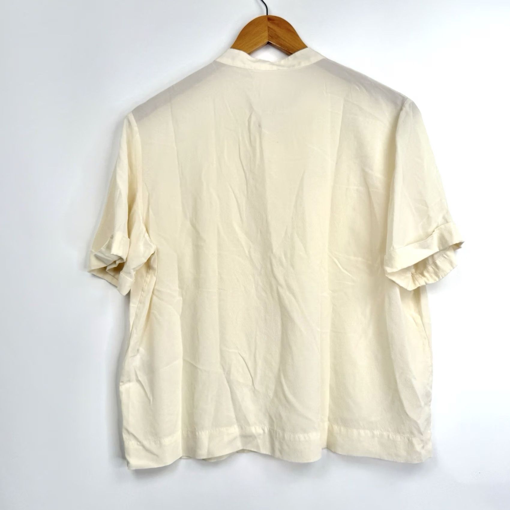 Vintage Sezane Blouse Womens 42 Silk Button Up Pockets Short Sleeve Ivory Sezane Blouse Size M / US 6-8 / IT 42-44 - 8 Thumbnail