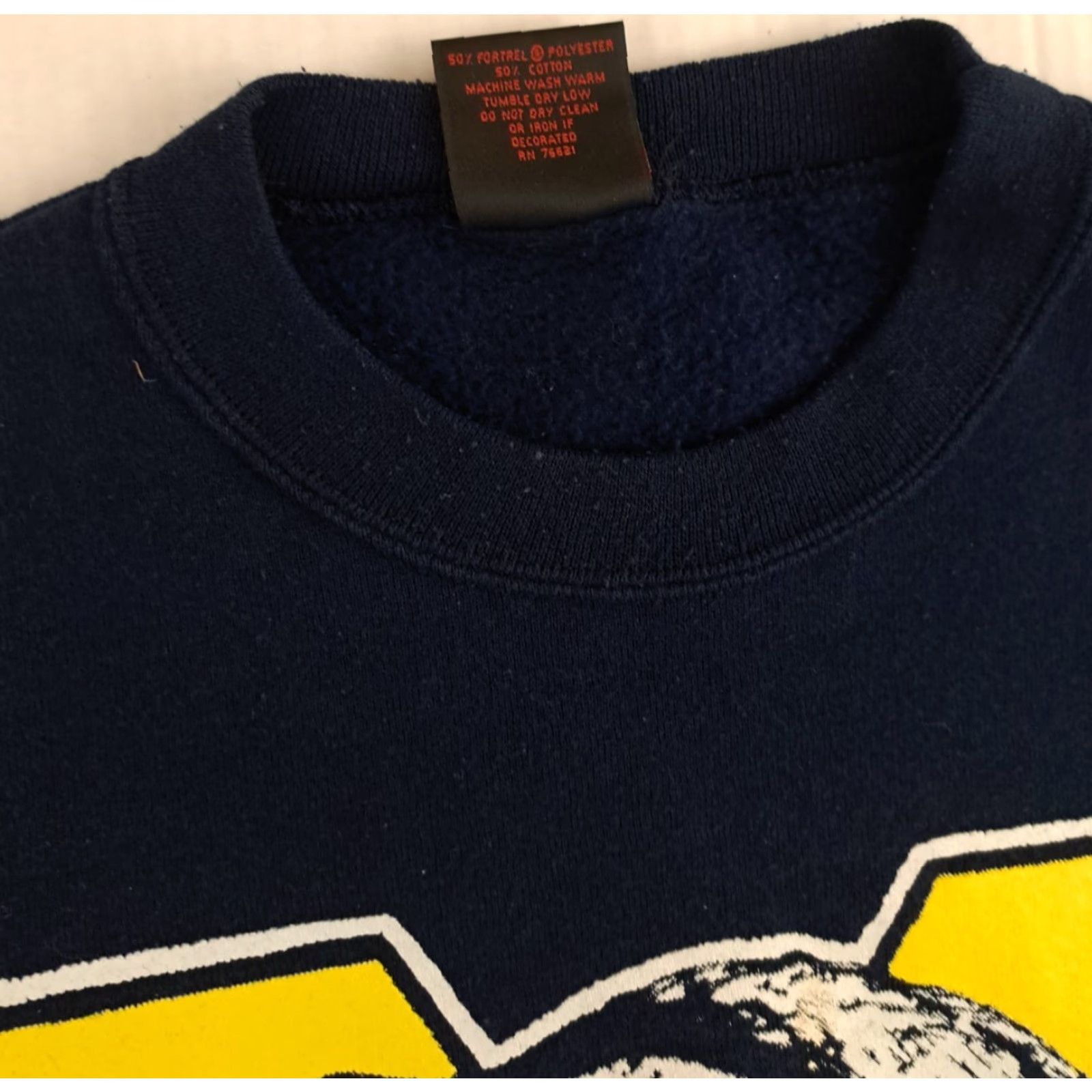 Vintage VINTAGE Michigan Wolverines Sweatshirt PM Sports Unisex Adults Crew Neck Long Sleeve Pullover Blue Cotton Canvas Logo Graphic Print Size LG/L Size US L / EU 52-54 / 3 - 6 Thumbnail