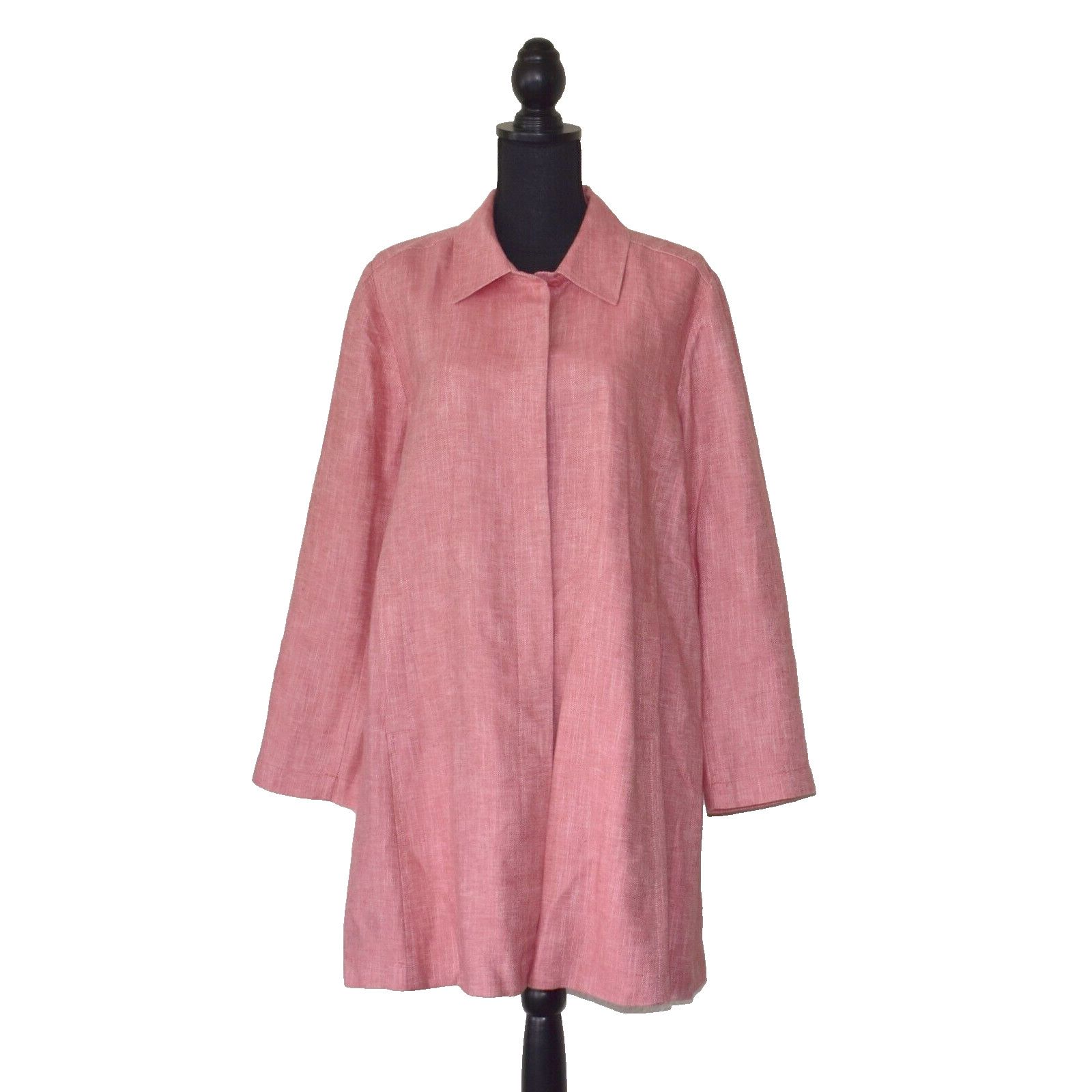 Eileen Fisher NEW EILEEN FISHER Pink Linen Cotton Trench Over Coat Sz L Size L / US 10 / IT 46 - 1 Thumbnail