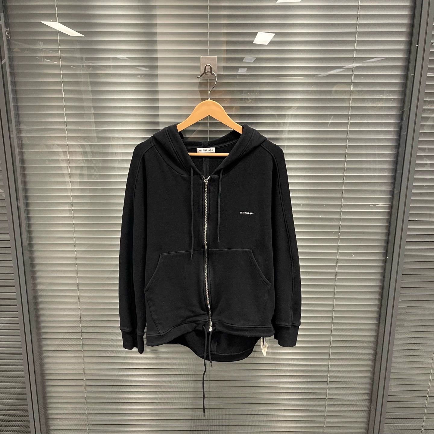 Balenciaga mini logo zip solid hooded jacket XS