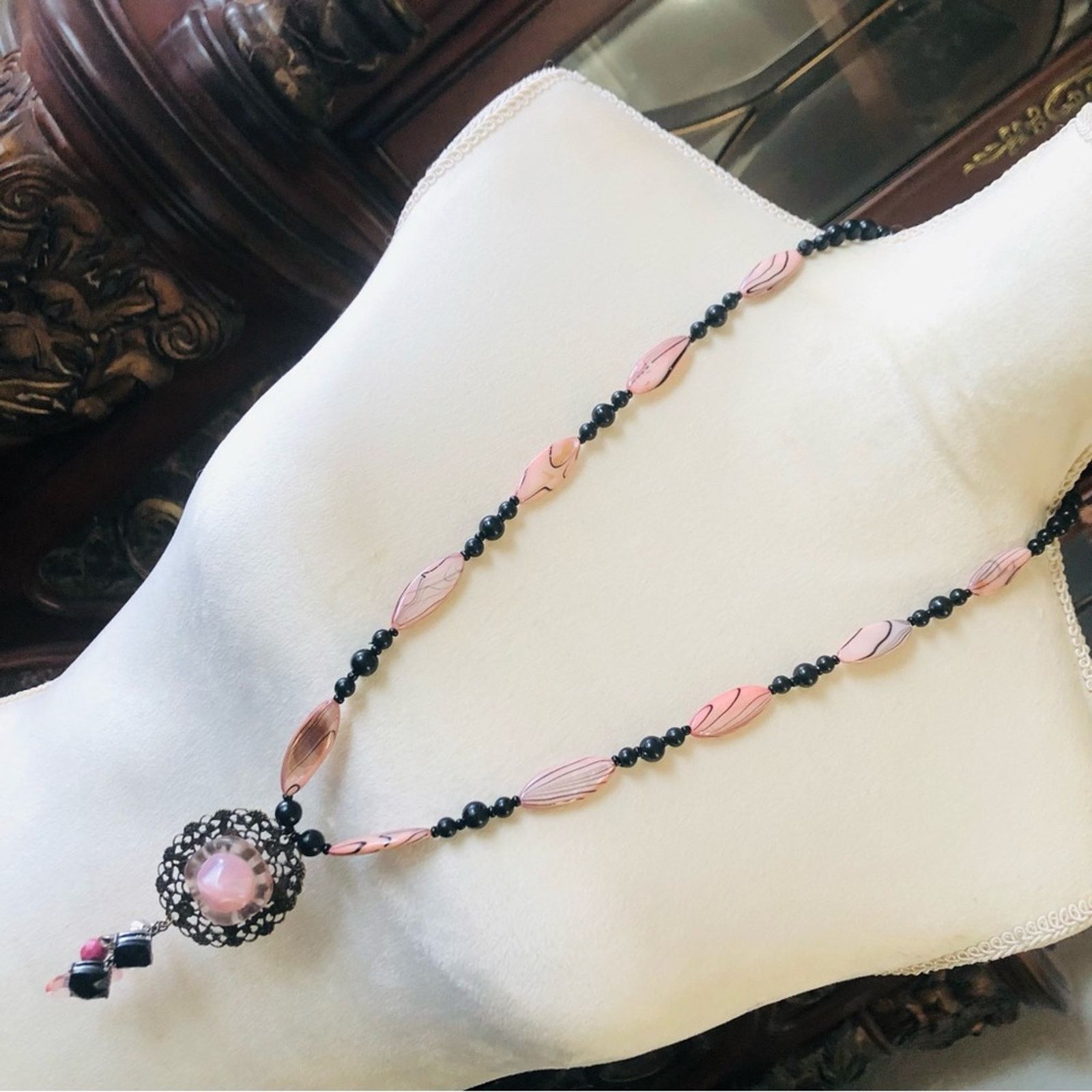 Handmade Handcrafted repurpose natural shell beaded pendant necklace Size ONE SIZE - 1 Thumbnail