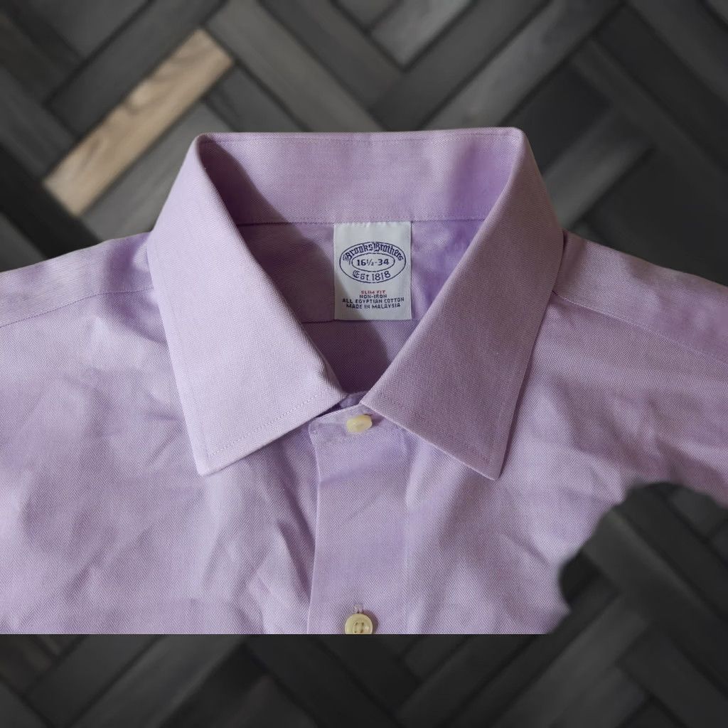 Brooks Brothers Brooks Brothers Dress Shirt Slim Fit 16.5-34 Solid Purple Men’s Shirt Long Sleeve Button Down Slim Fit 16.5 Regular Size Miscellaneous? Size 46R - 1 Thumbnail